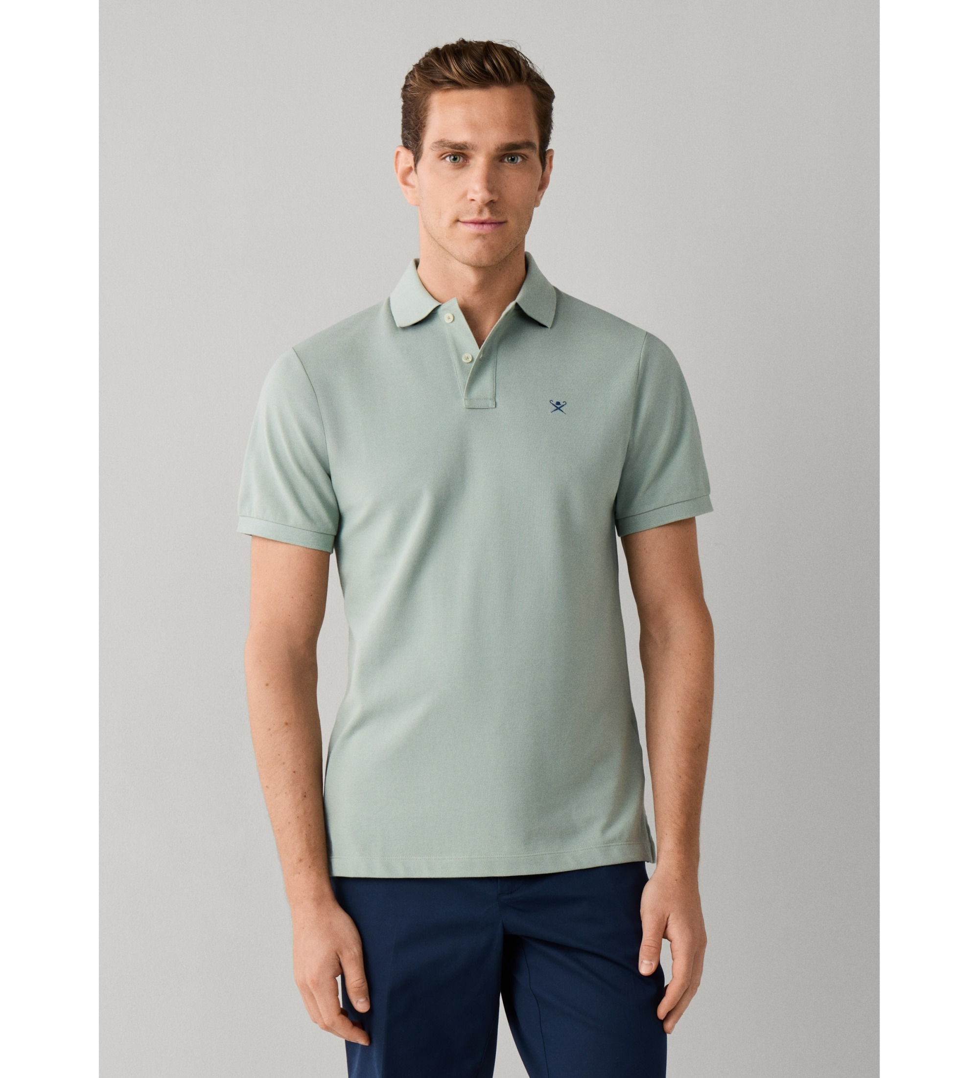 Hackett London für Herren. HM5600203 Grünes Polohemd in Slim-Fit-Passform mit Logo (XL), Lässig, Baumwolle, Klassisch, Kurzarm