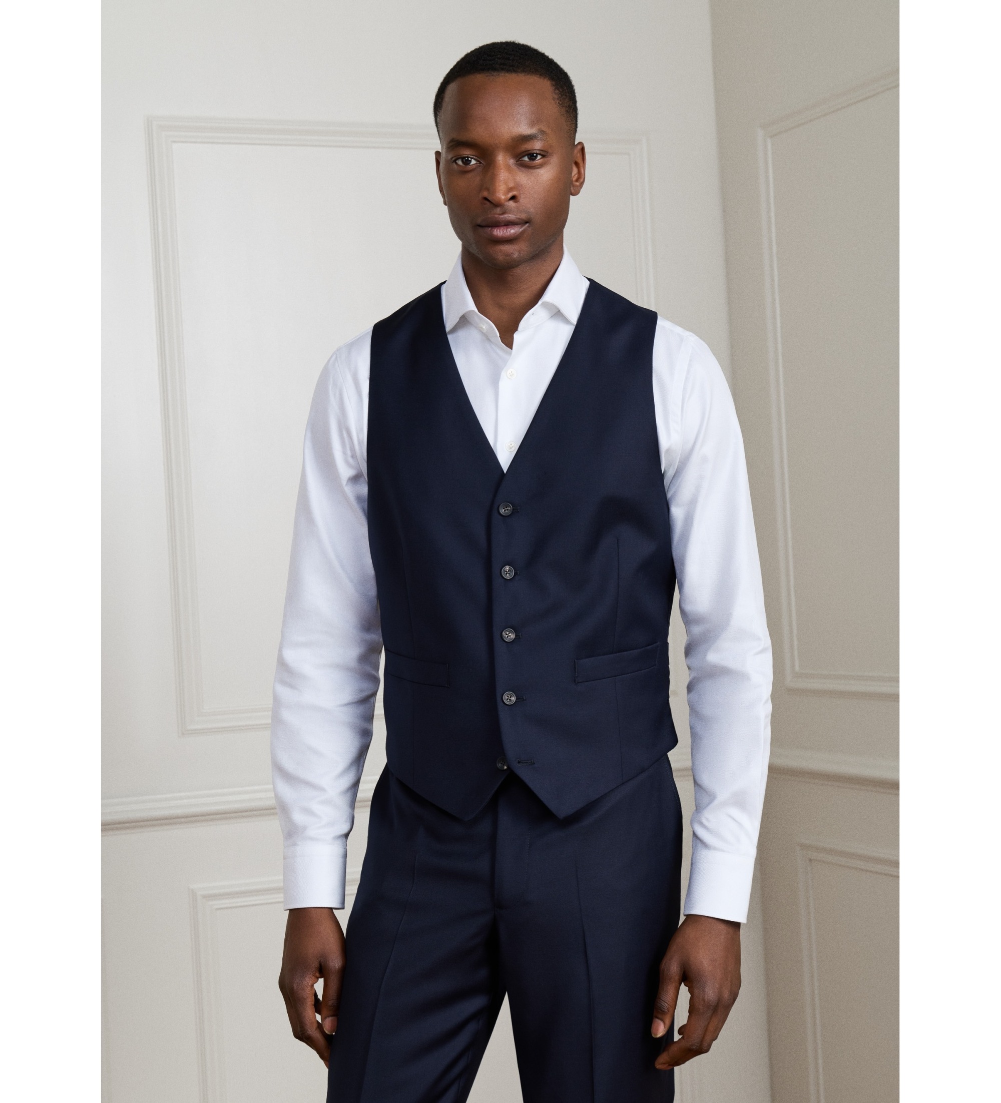 Hackett London für Herren. HM470553 Marineblaue Wollweste (42/32), Wolle, Klassisch