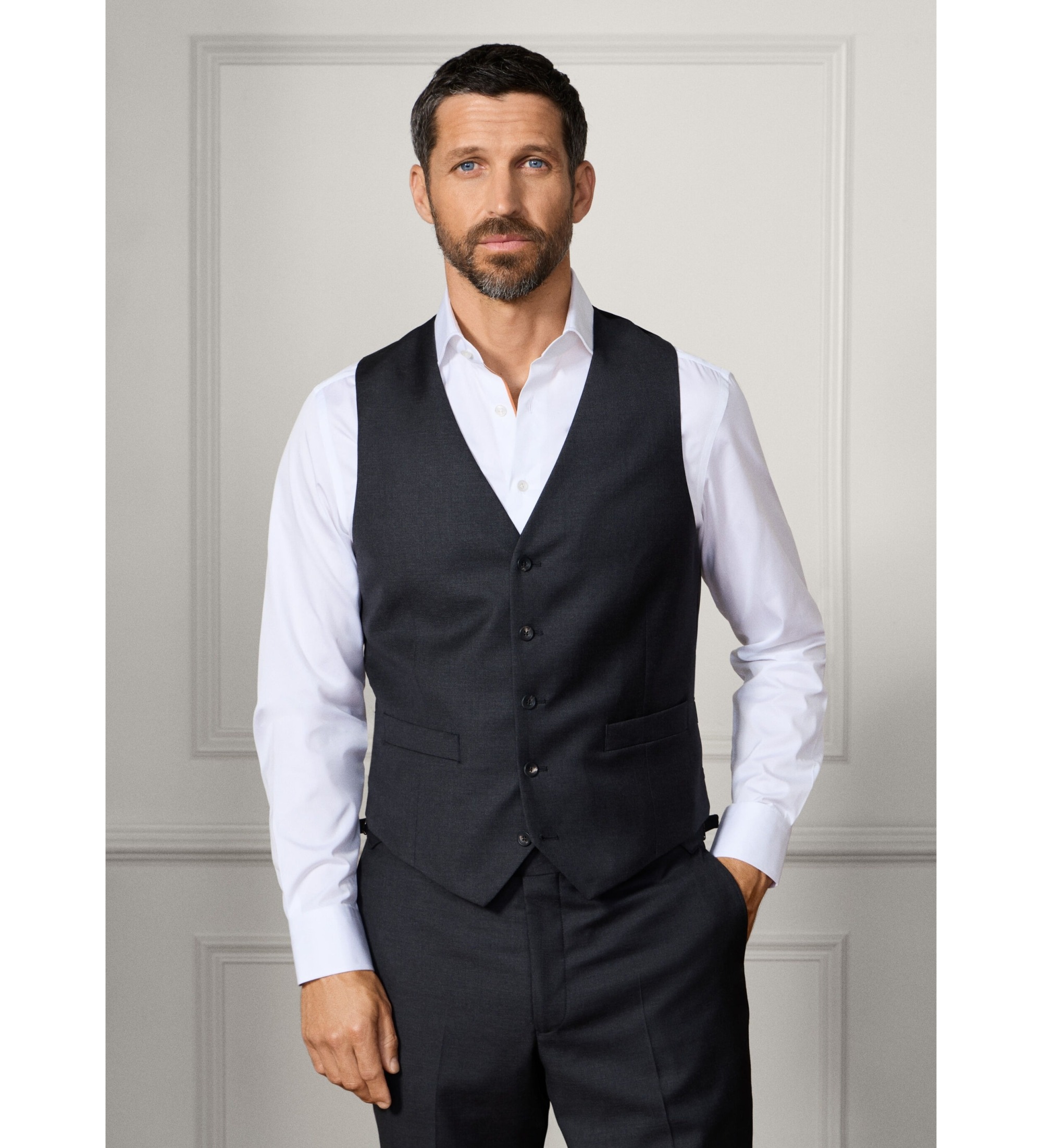 Hackett London für Herren. HM470553 Strickweste aus Italien, grau (38/32), Lässig, Party, Wolle, Klassisch