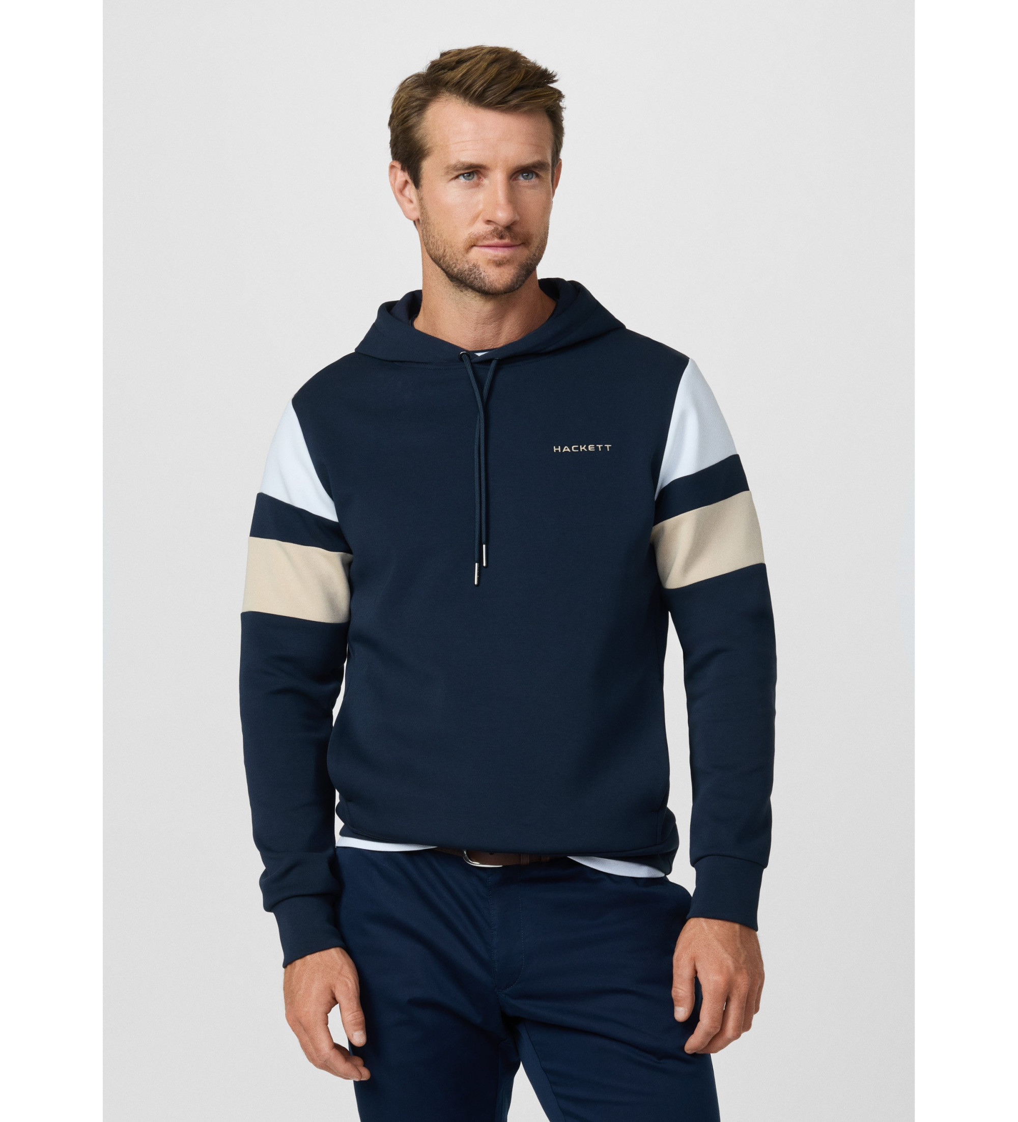 Hackett London für Herren. HM5800083 Sweatshirt mit Kapuze resort navy (L), Lässig, Baumwolle, Marine
