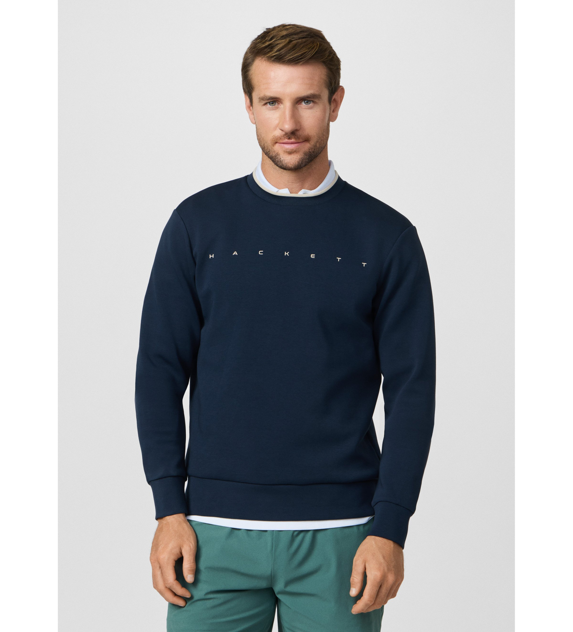 Hackett London für Herren. HM5800087 Sweatshirt mit marineblauem Logo (L), Lässig, Baumwolle
