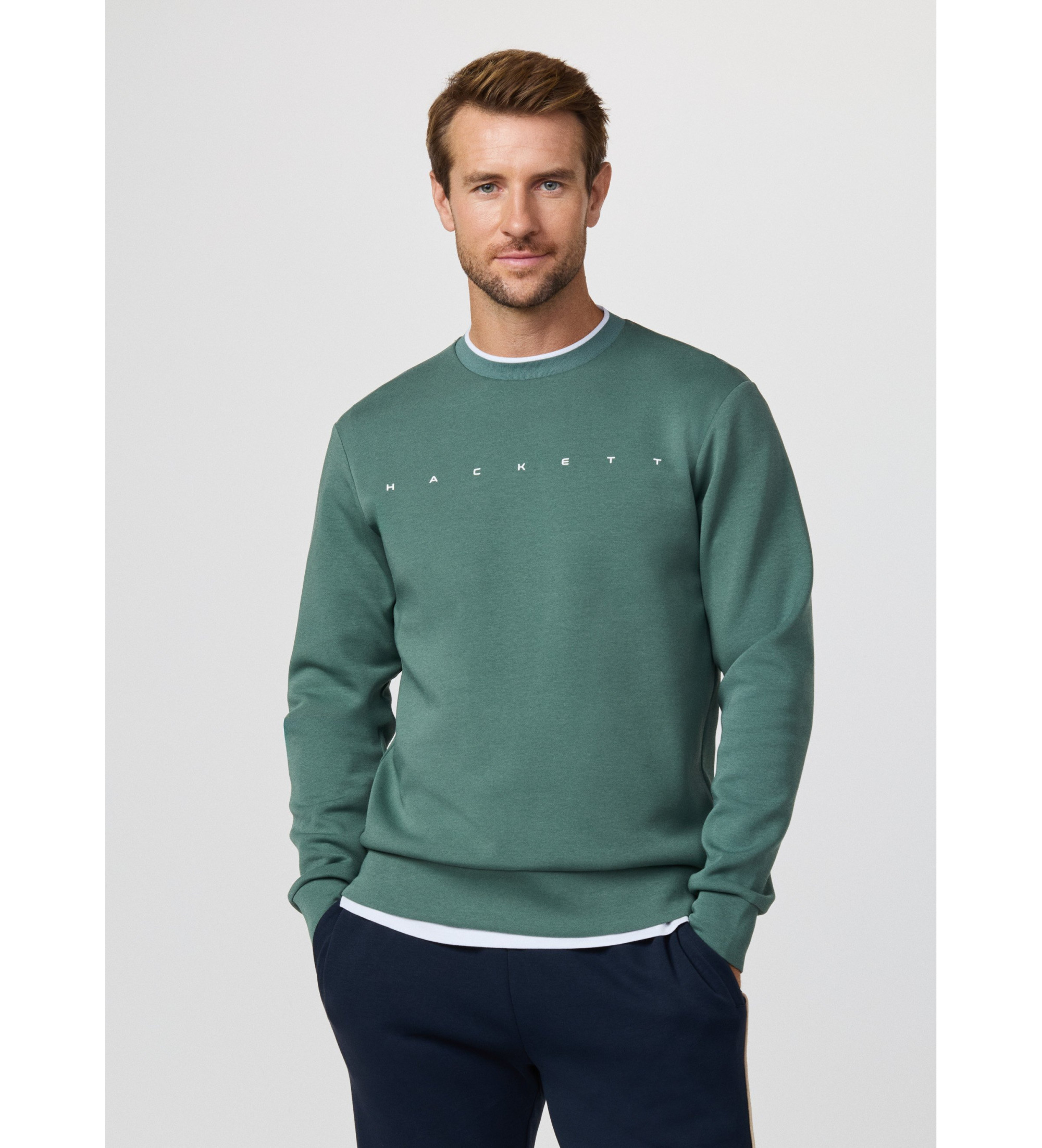 Hackett London für Herren. HM5800087 Sweatshirt mit grünem Logo (XXL), Lässig, Baumwolle