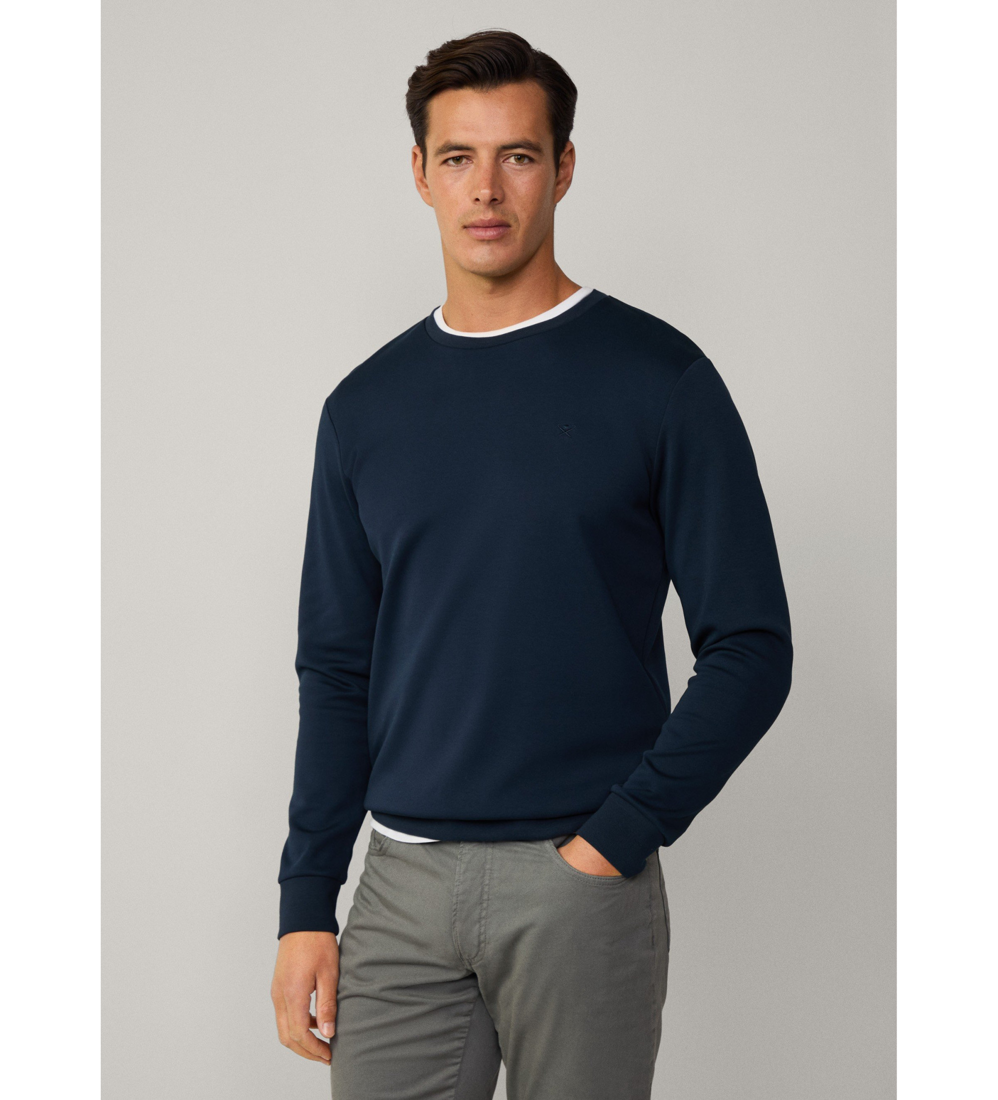 Hackett London für Herren. HM581165 Marineblaues Sweatshirt mit klassischer Passform (S), Lässig, Baumwolle, Langarm