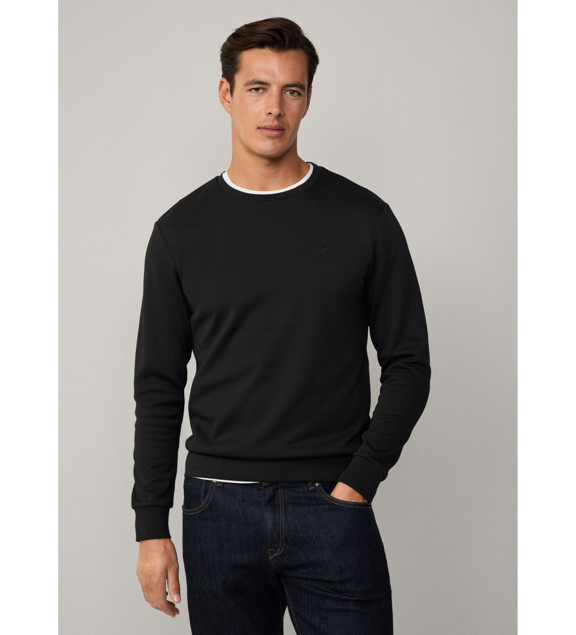 Hackett London für Herren. HM581165 Klassisch geschnittenes Sweatshirt schwarz (S), Lässig, Baumwolle, Langarm