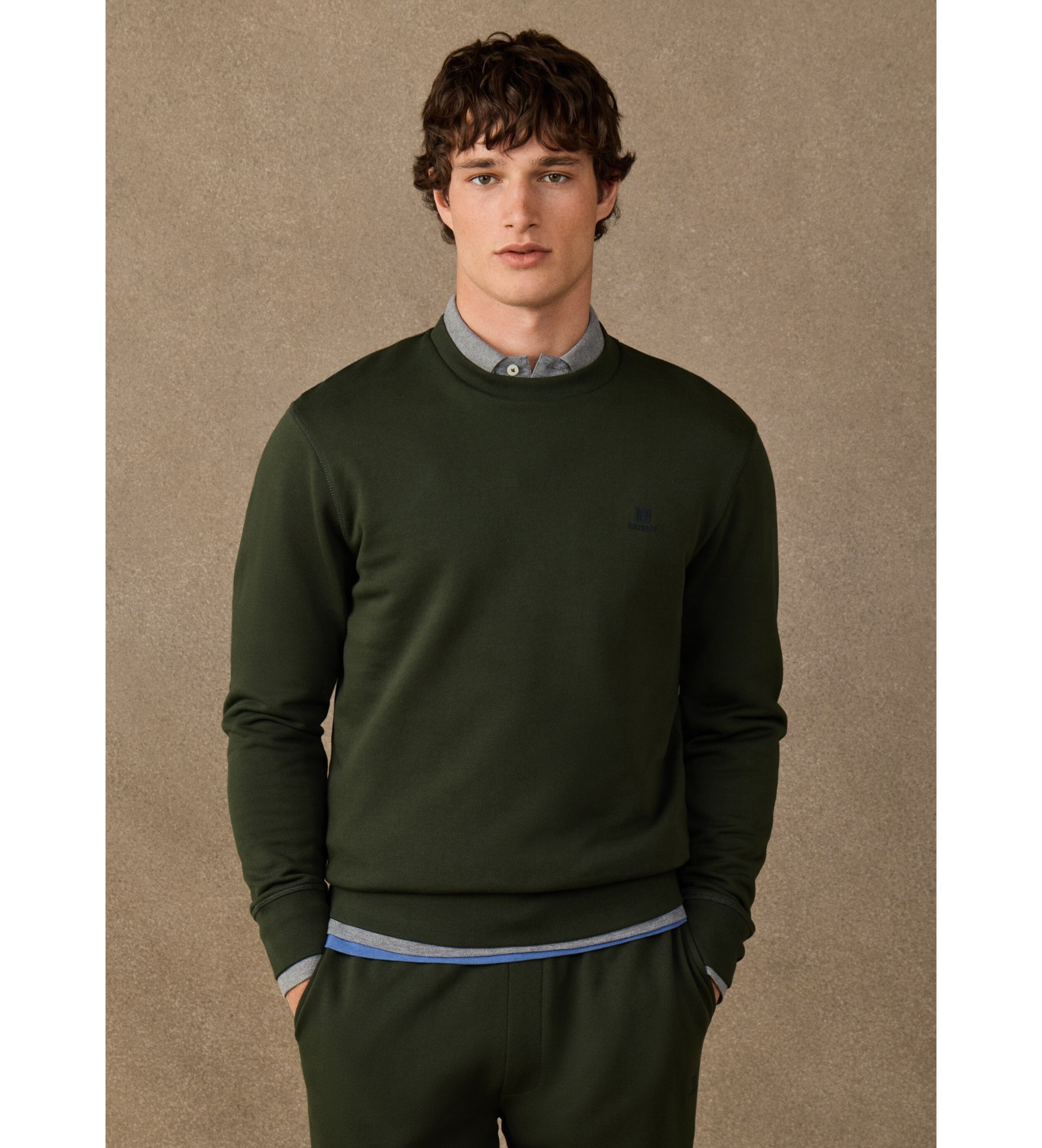 Hackett London für Herren. HM5800187 Sweatshirt aus Baumwolle mit Rundhalsausschnitt und grünem Logo (M), Lässig