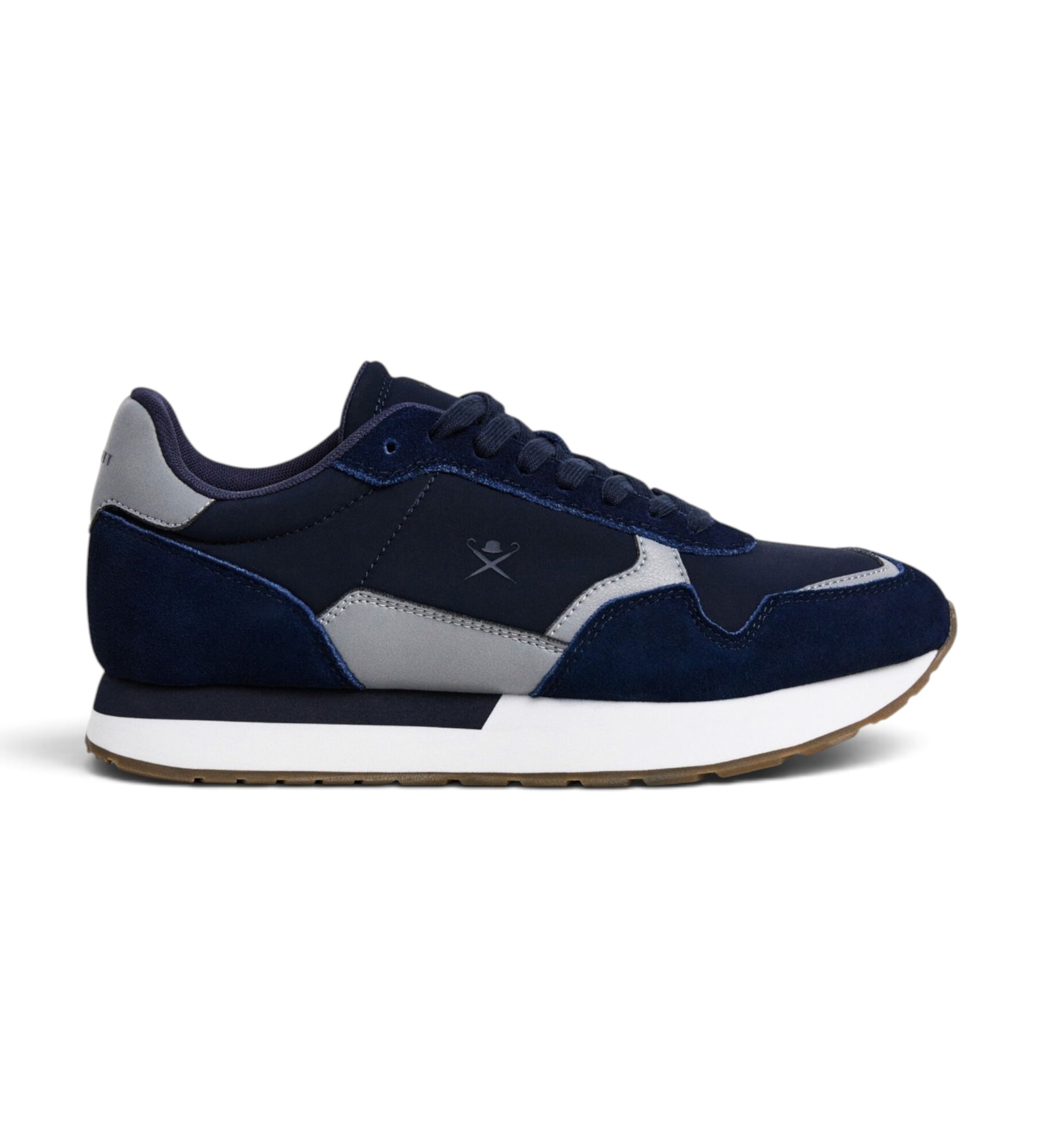 Hackett London für Herren. HMS200125 Vector Device Wildleder-Sneaker marineblau (40), Wohnung, Spaltleder, Schnürsenkel, Lässig