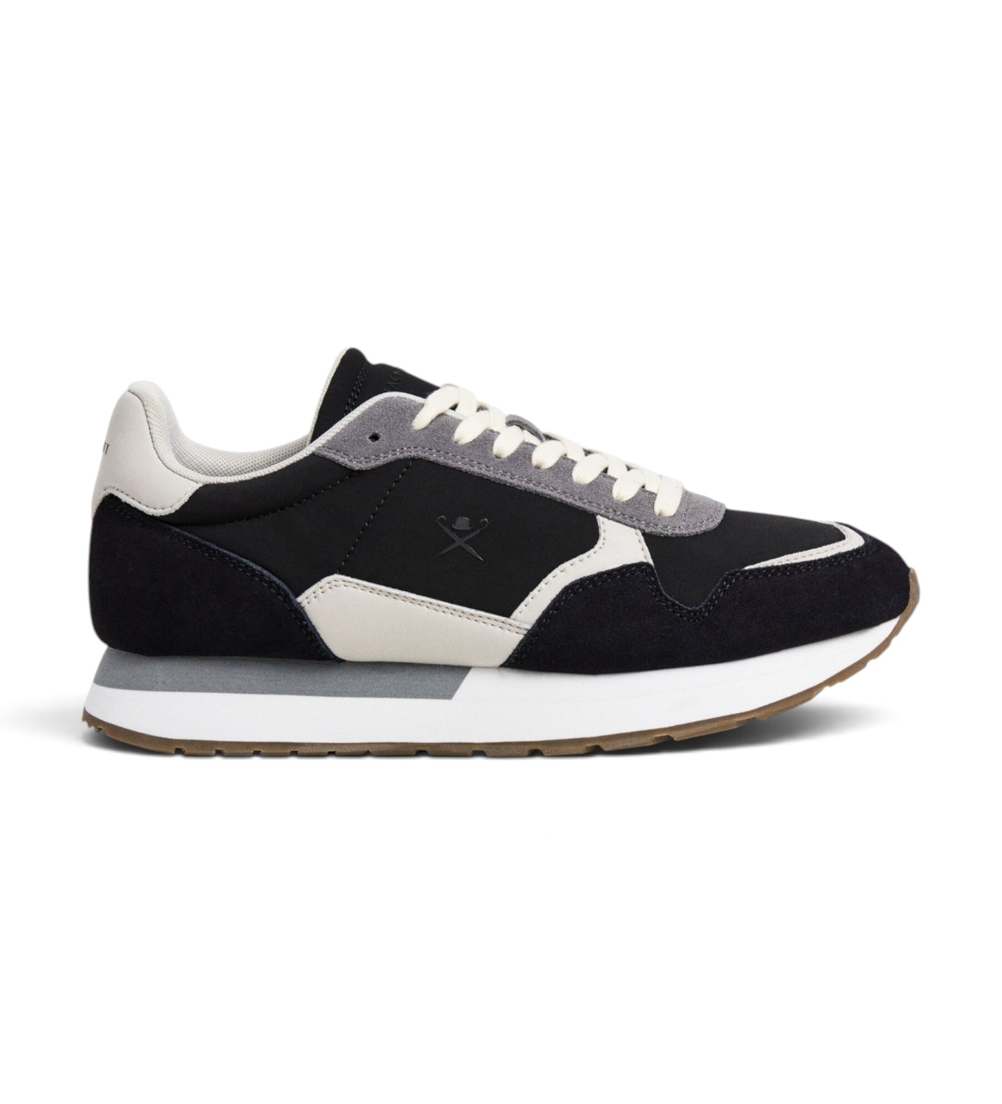 Hackett London für Herren. HMS200125 Vector Device Wildleder-Sneaker schwarz (40), Wohnung, Spaltleder, Schnürsenkel, Lässig