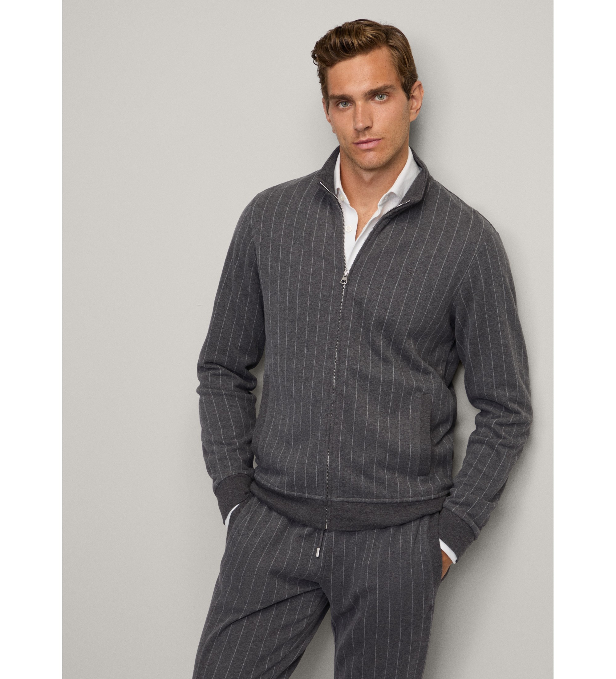 Hackett London für Herren. HM581309 Sweatshirt aus grauem Baumwollfleece (XXL), Lässig, Baumwolle