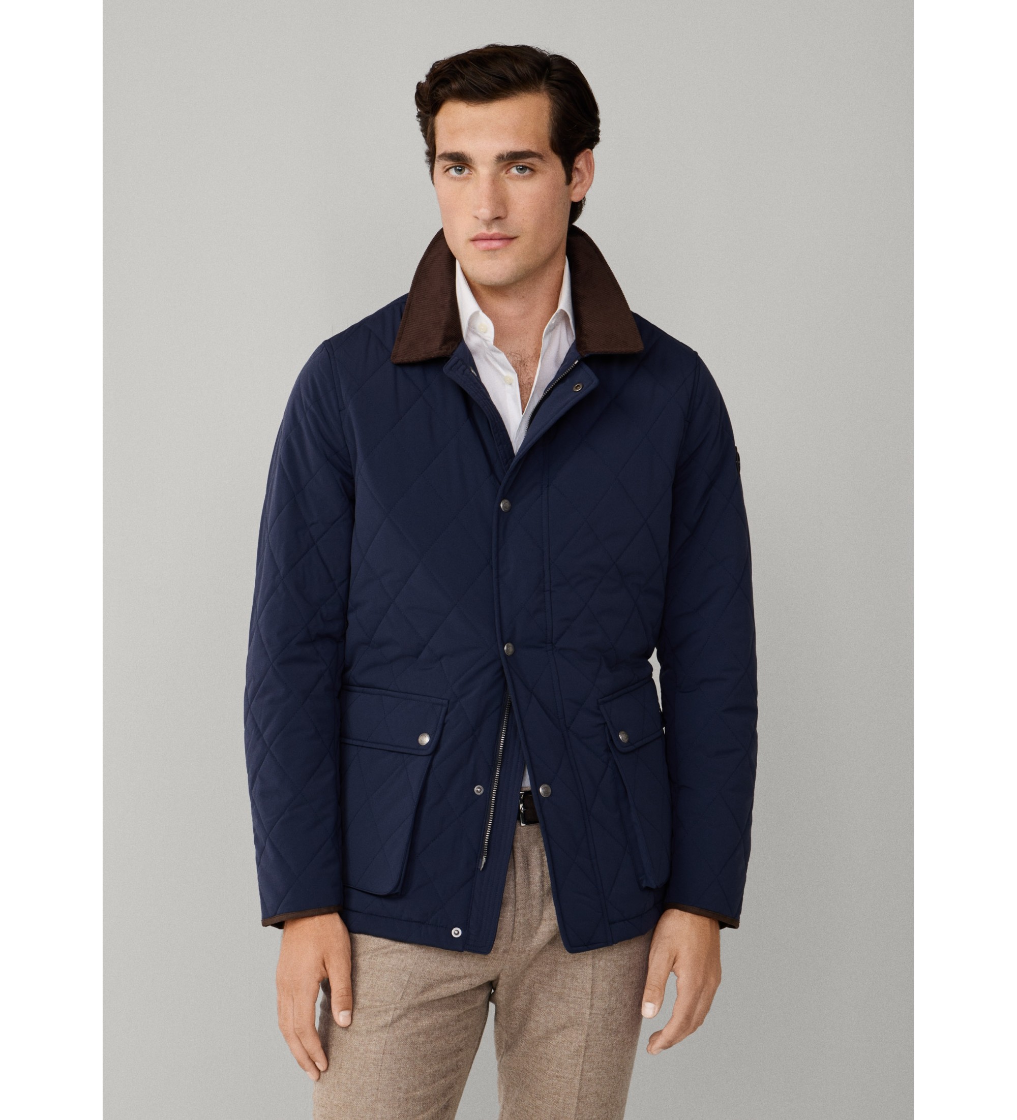 Hackett London für Herren. HM4000067 Gesteppte Marinejacke (XL), Blau, Lässig, Klassisch, Polyester