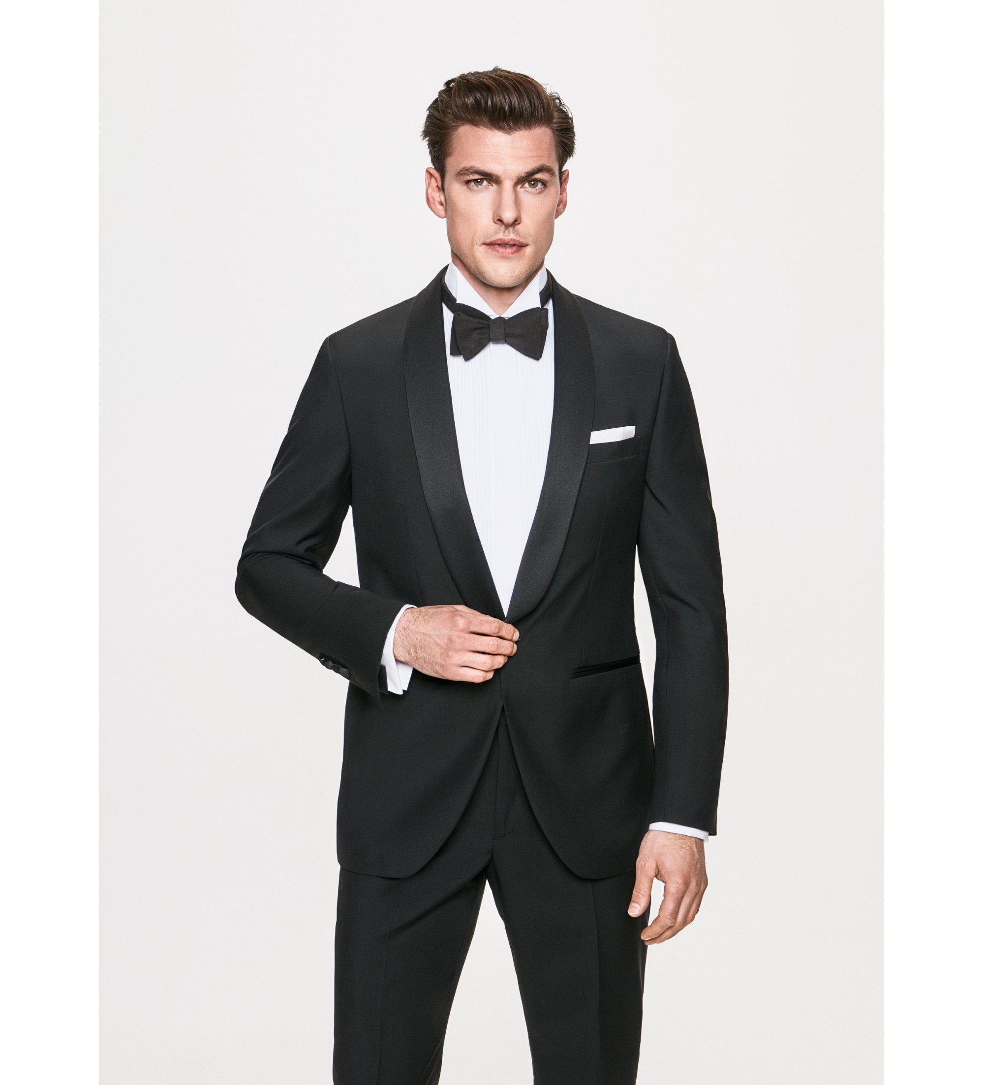 Hackett London für Herren. HM450266 Smokingjacke mit Schalkragen aus schwarzer Mohairwolle (42/32), Party
