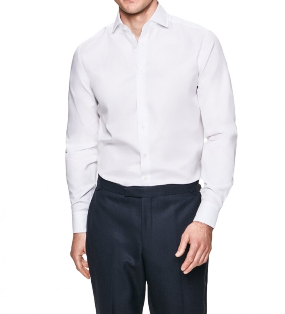 Hackett London für Herren. HM308232 Slim Fit Oxford Hemd weiß (157), Baumwolle, Klassisch, Langarm