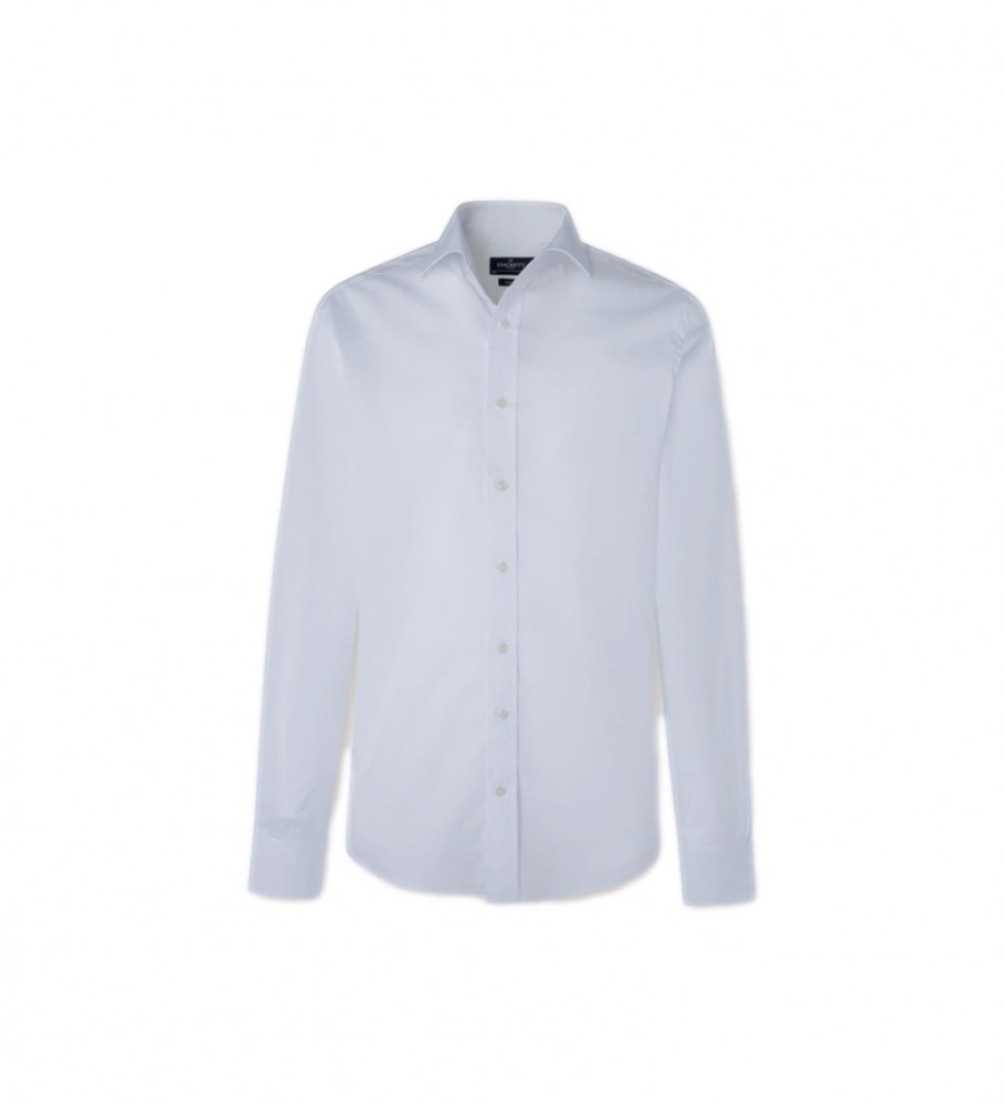 Hackett London für Herren. HM308677 Stretch Pop Shirt Bc weiß (167), Lässig, Baumwolle