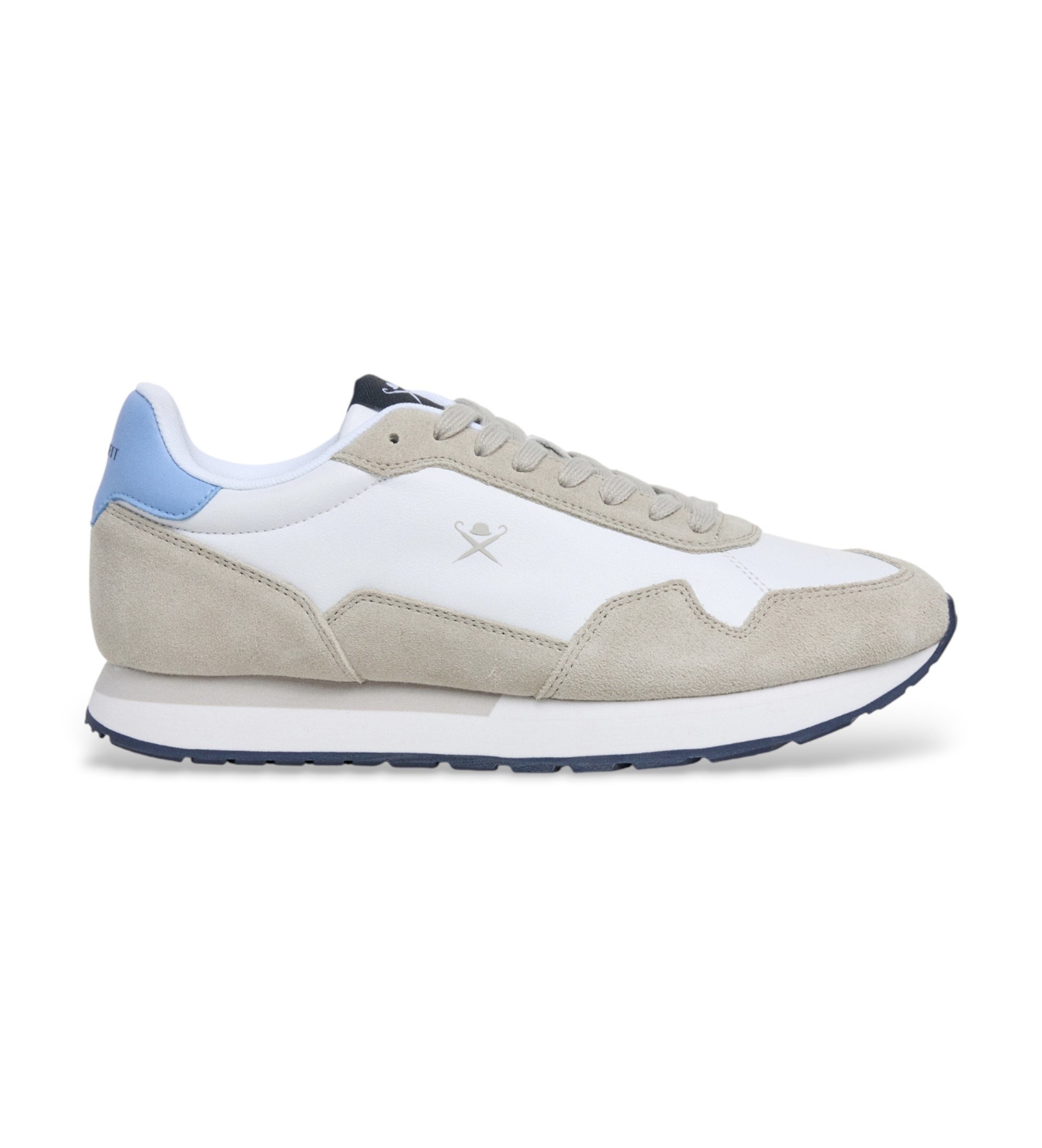 Hackett London für Herren. HMS200107 Vector Glatte Leder Turnschuhe weiß (43), Wohnung, Schnürsenkel, Lässig