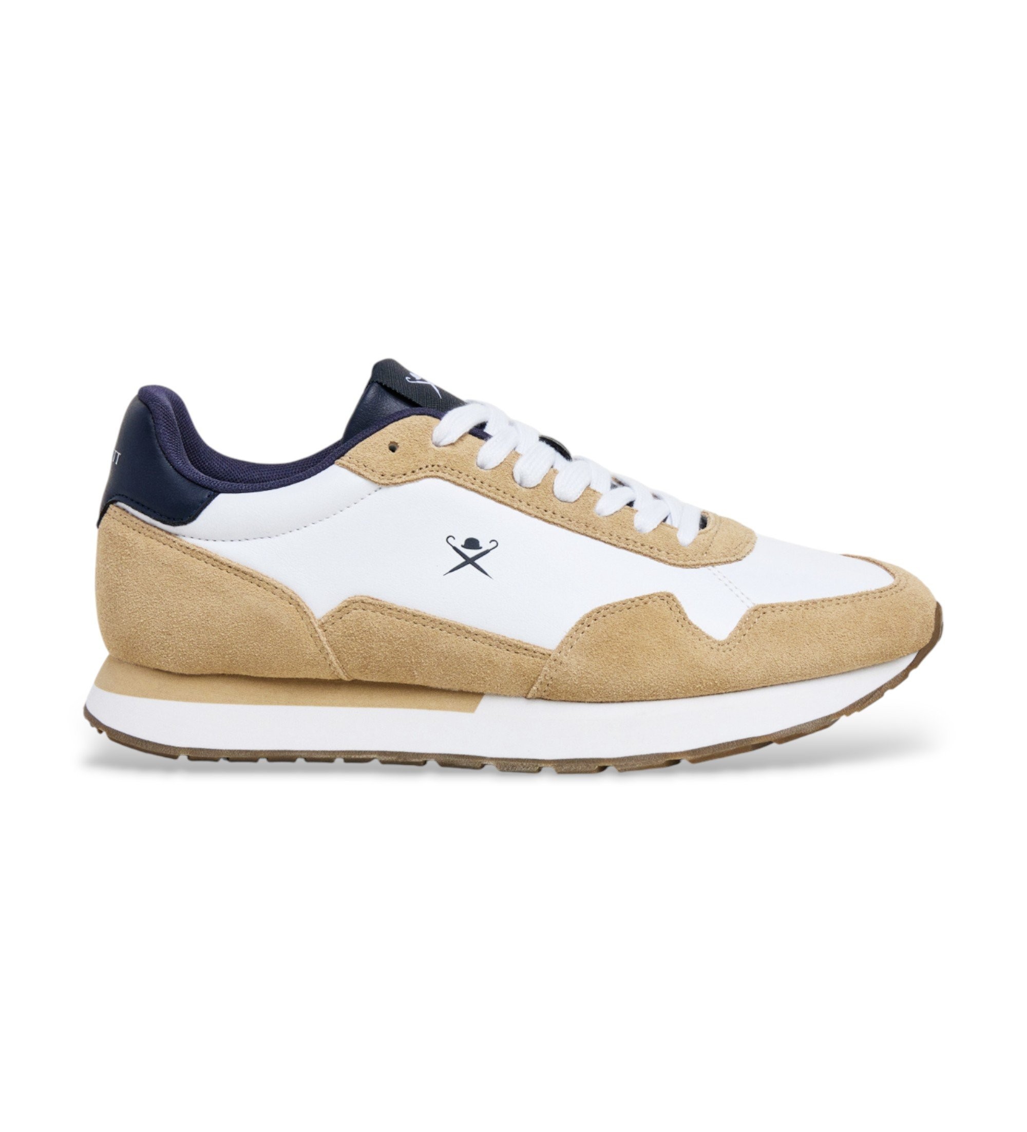 Hackett London für Herren. HMS200107 Vector Schlichte Beige Leder Turnschuhe (43), Wohnung, Schnürsenkel, Lässig