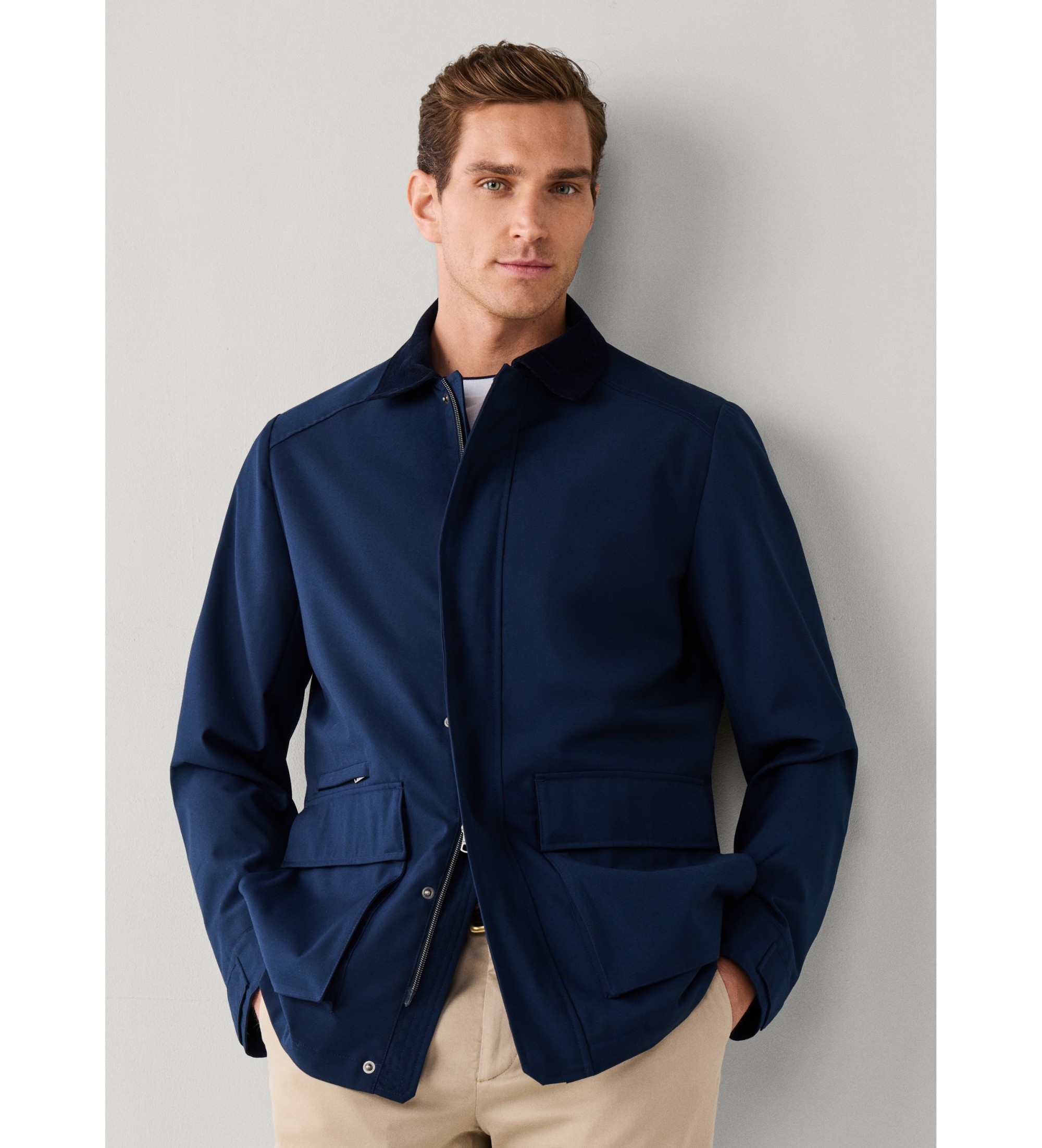 Hackett London für Herren. HM4000199 Mantel mit 2 Taschen marineblau (3XL), Lässig, Polyester