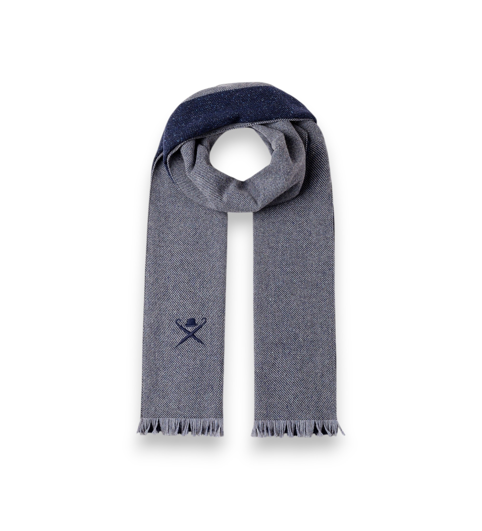 Hackett Londonvoor mannen. HM0400118 Marineblauwe Brolly Frisby sjaal (OSFA), Casual, Katoen, Klassiek