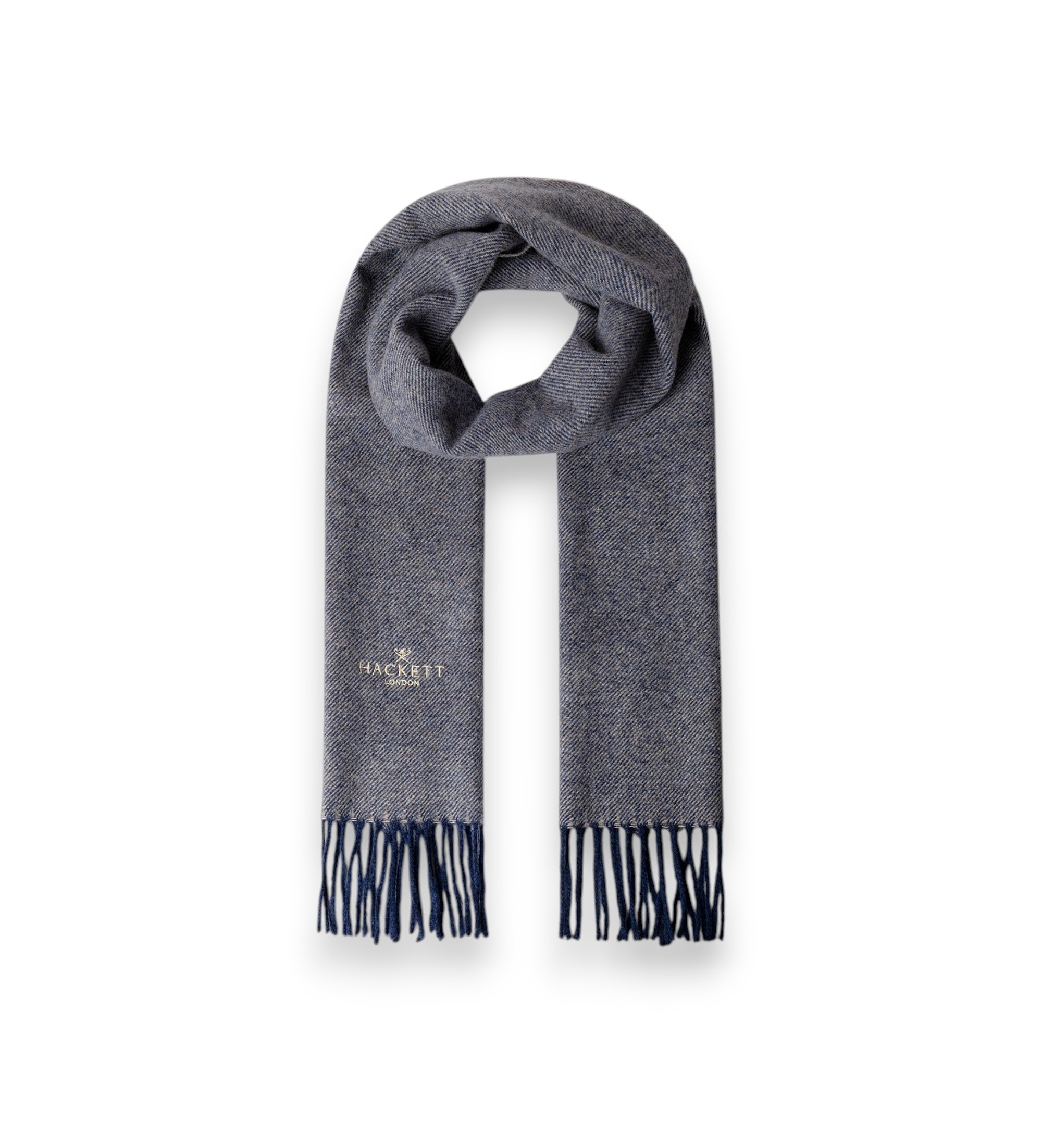Hackett London für Herren. HM0400109 Twill Wool Cash Schal blau (OSFA), Lässig, Wolle, Klassisch