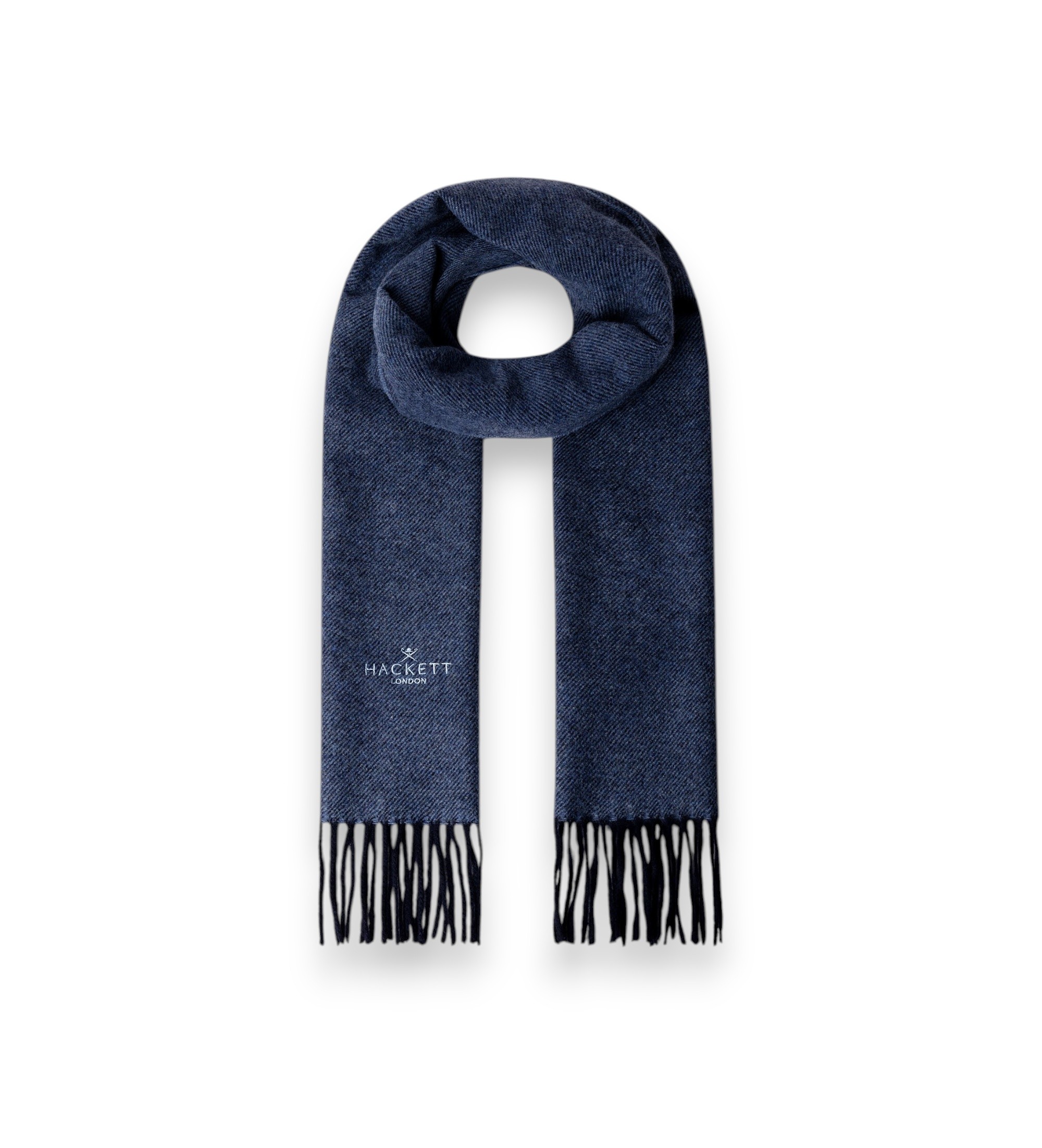 Hackett London für Herren. HM0400109 Schal Twill Wool Cash marineblau (OSFA), Lässig, Wolle, Klassisch