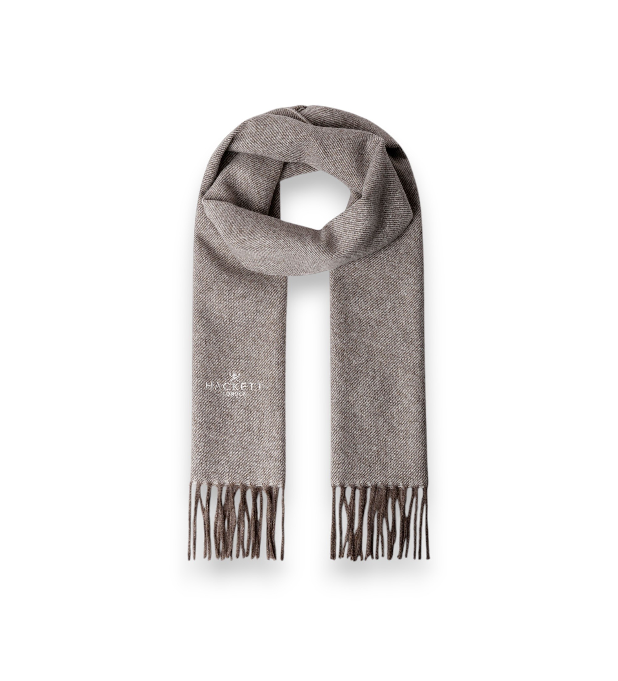 Hackett London für Herren. HM0400109 Twill Wool Cash Schal beige (OSFA), Lässig, Wolle, Klassisch, Taupe