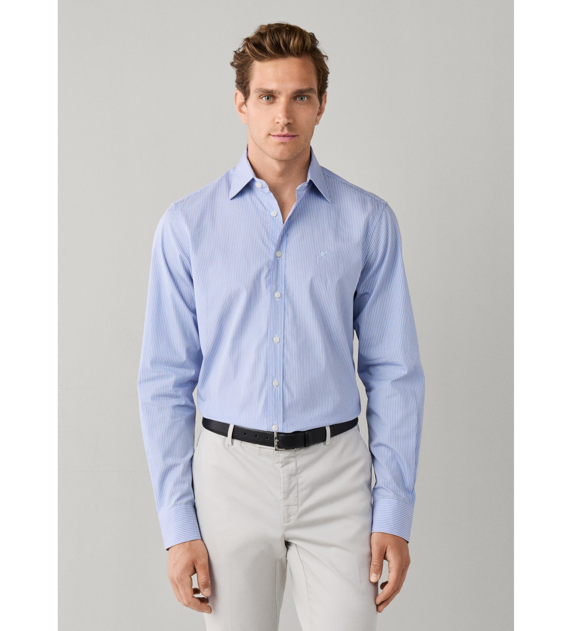 Hackett London für Herren. HM3010850 Stadthemd City Shadow Stripe blau (XL), Baumwolle, Klassisch, Langarm, Bordeaux