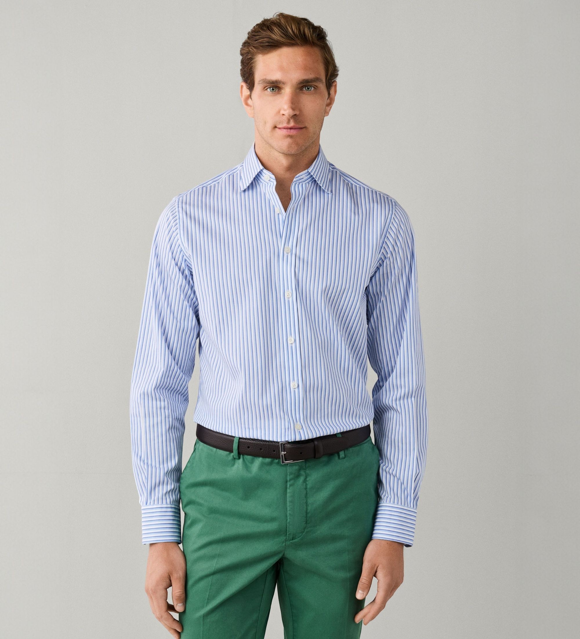 Hackett Londonvoor mannen. HM3010840 Dualtone Str overhemd blauw (XXL), Casual, Katoen, Klassiek, Lange mouwen