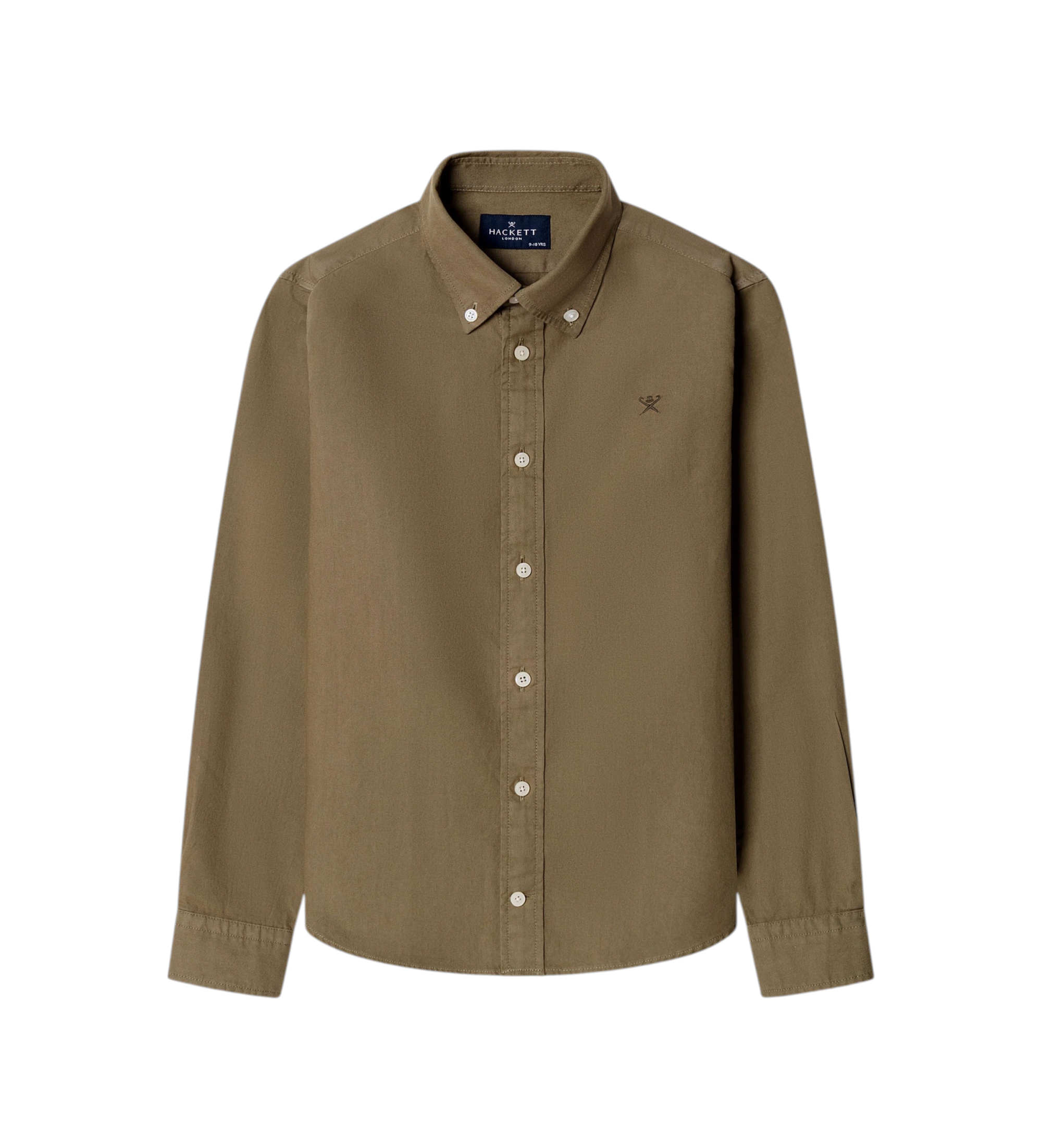 Hackett London für Jungen. HK3000023 Ess Hemd olivgrün (9Años= 134cm), Lässig, Baumwolle, Klassisch, Langarm, Kinderbekleidung