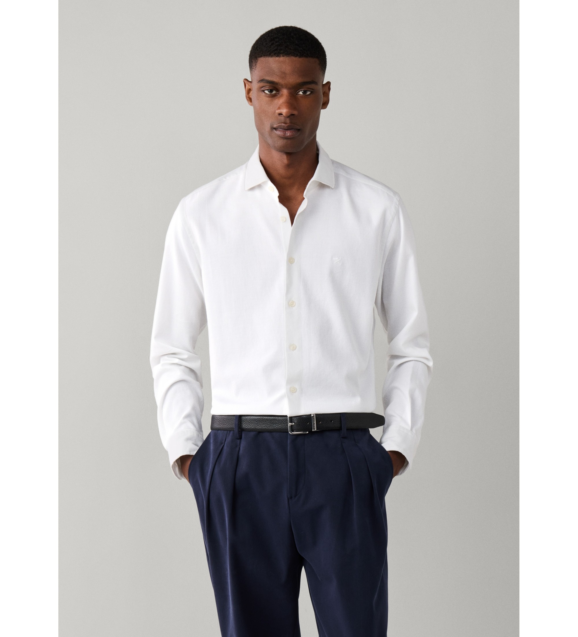 Hackett London für Herren. HM3010877 Gmd Giro Inglese Hemd weiß (XL), Baumwolle, Klassisch, Langarm