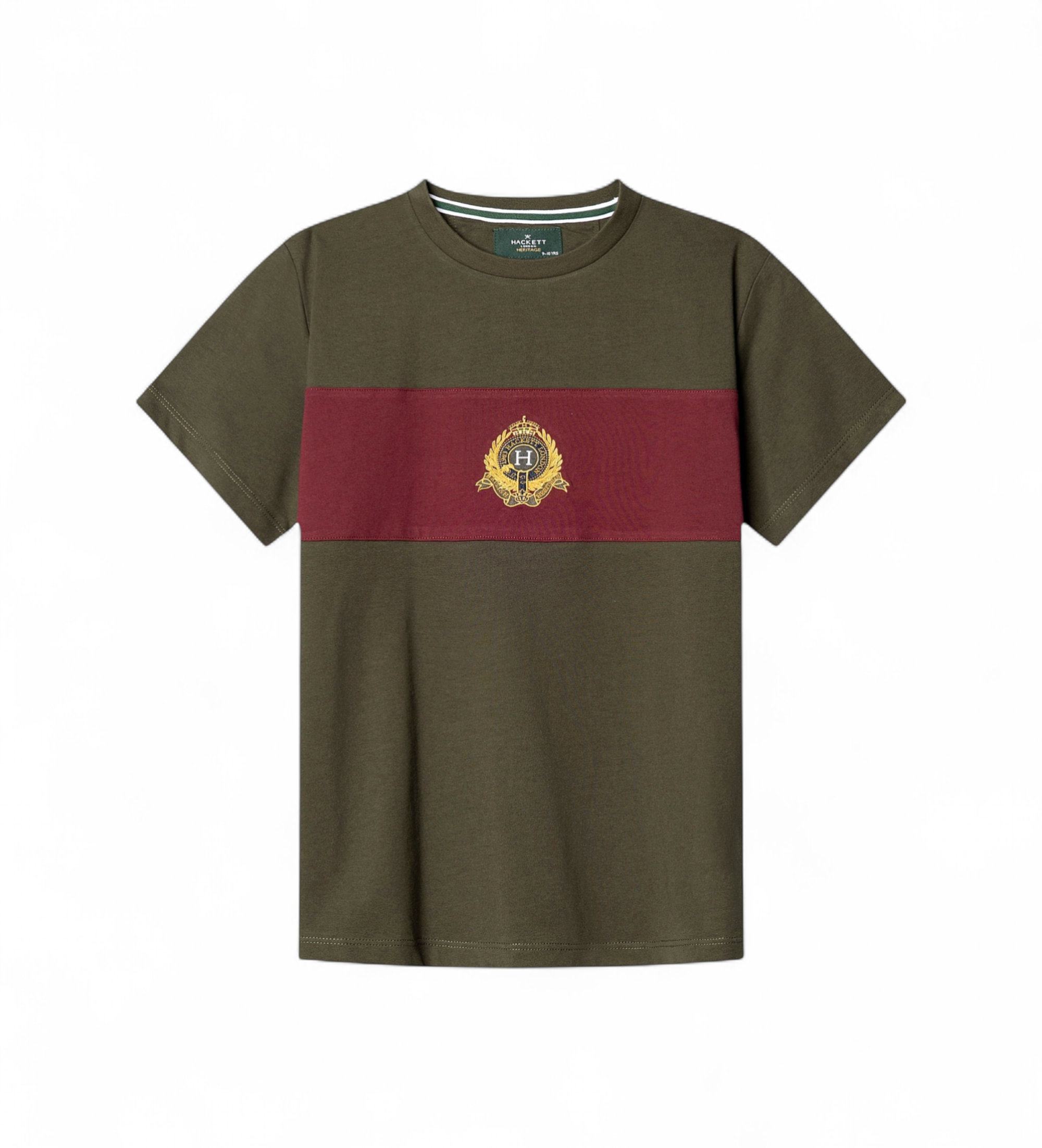 Hackett London für Jungen. HK5000068 Grünes Crest Panel-T-Shirt (3Años= 97cm), Lässig, Baumwolle, Kurzarm, Kinderbekleidung