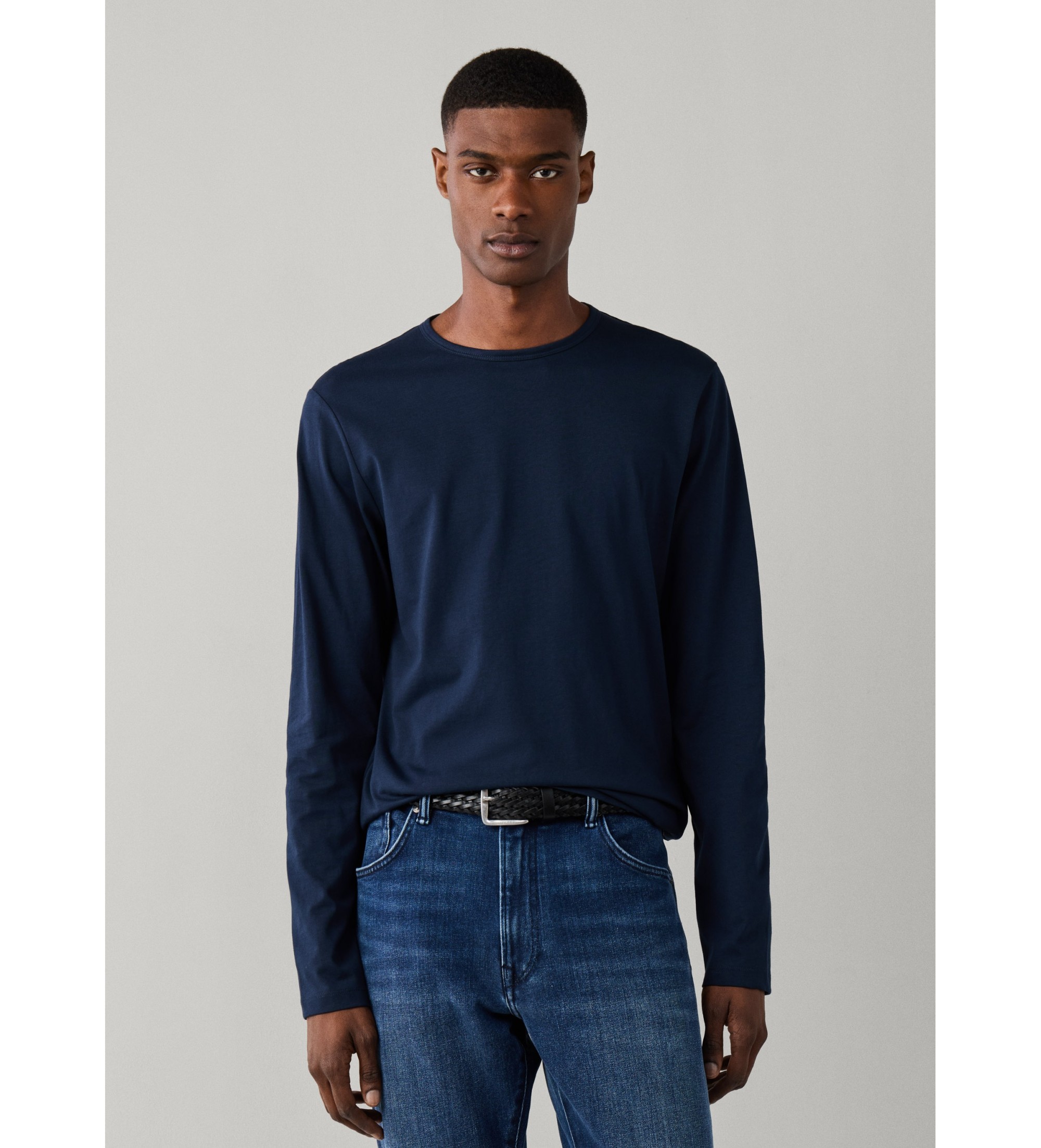 Hackett London für Herren. HM5000134 Langärmeliges Pima-Shirt marineblau (XL), Lässig, Baumwolle, Langarm