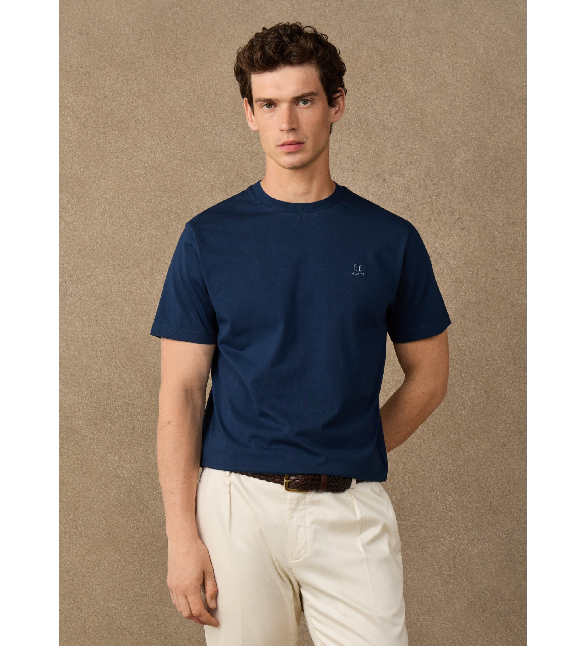 Hackett London für Herren. HM5000147 T-Shirt H Small Logo marineblau (S), Lässig, Baumwolle, Kurzarm