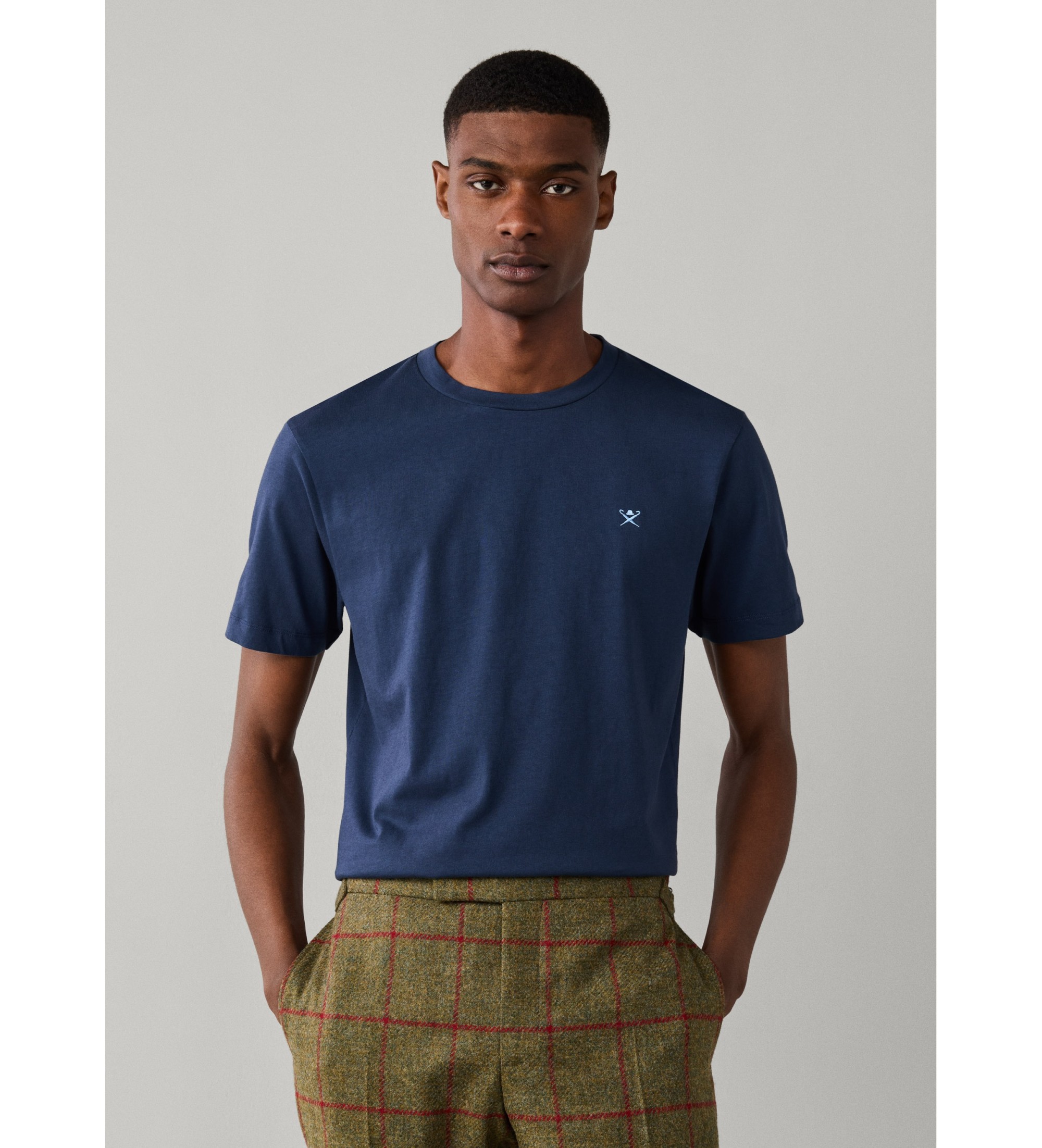 Hackett London für Herren. HM5000146 T-Shirt Logo marineblau (S), Lässig, Baumwolle, Kurzarm