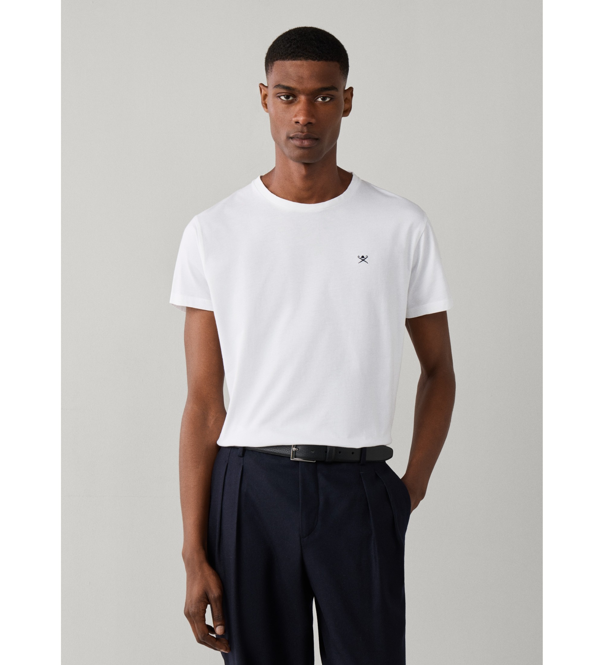Hackett London für Herren. HM5000146 Weißes T-Shirt mit Logo (S), Lässig, Baumwolle, Kurzarm