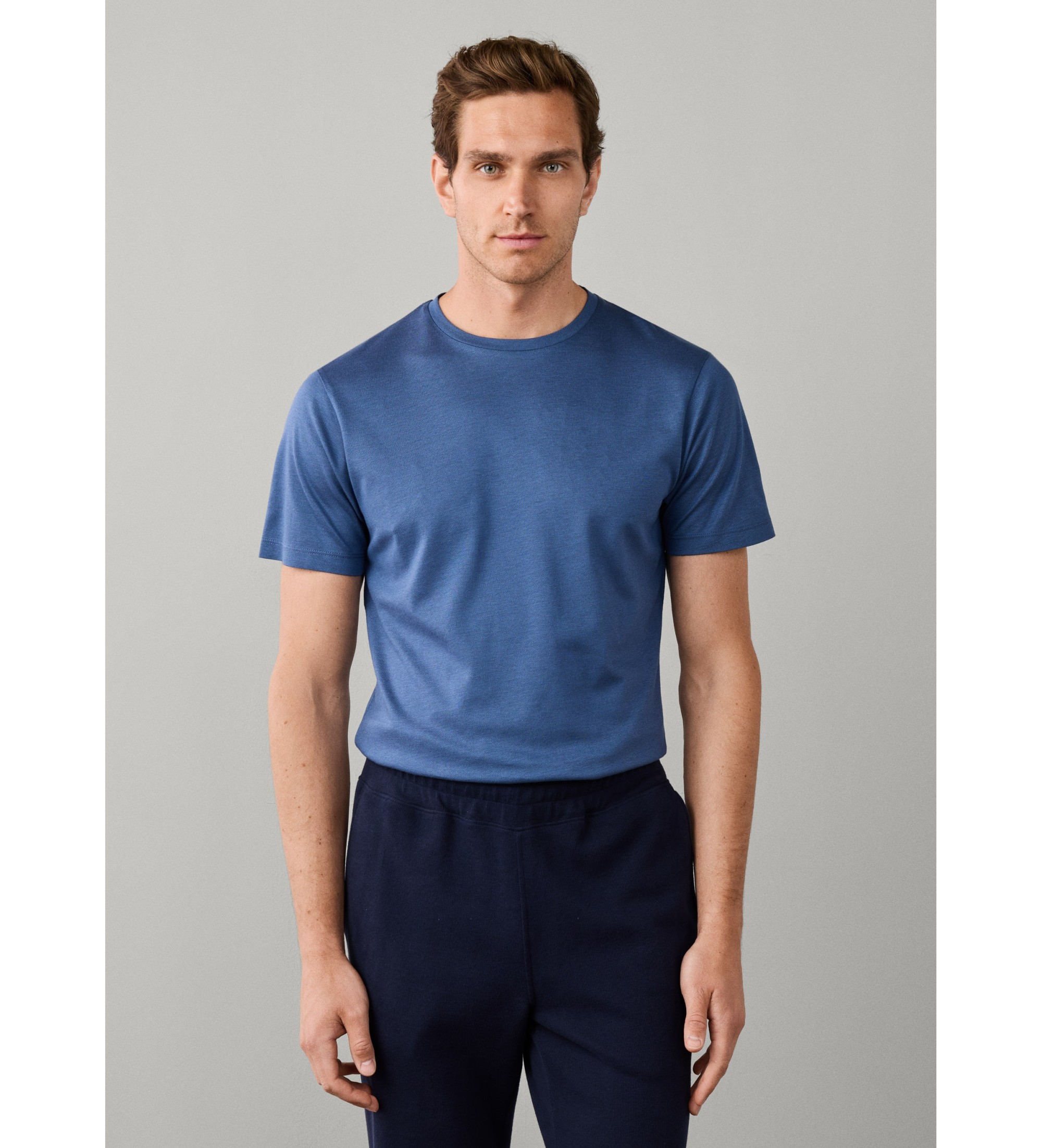 Hackett London für Herren. HM5000153 Piqué-T-Shirt blau (L), Lässig, Kurzarm, Lyocell