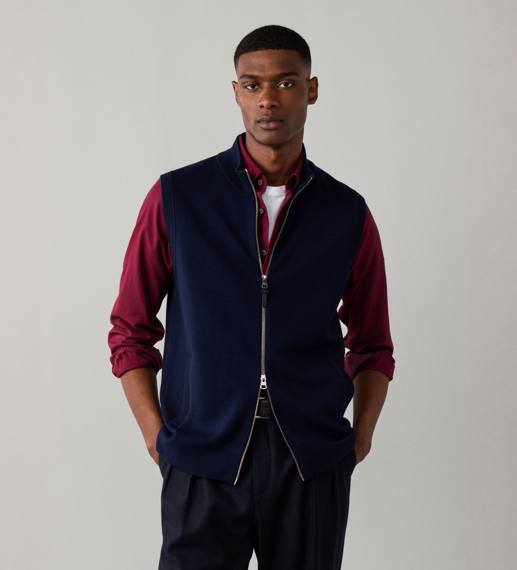 Hackett Londonvoor mannen. HM7000280 Gebreid vest Milano marineblauw (L), Casual, Wol