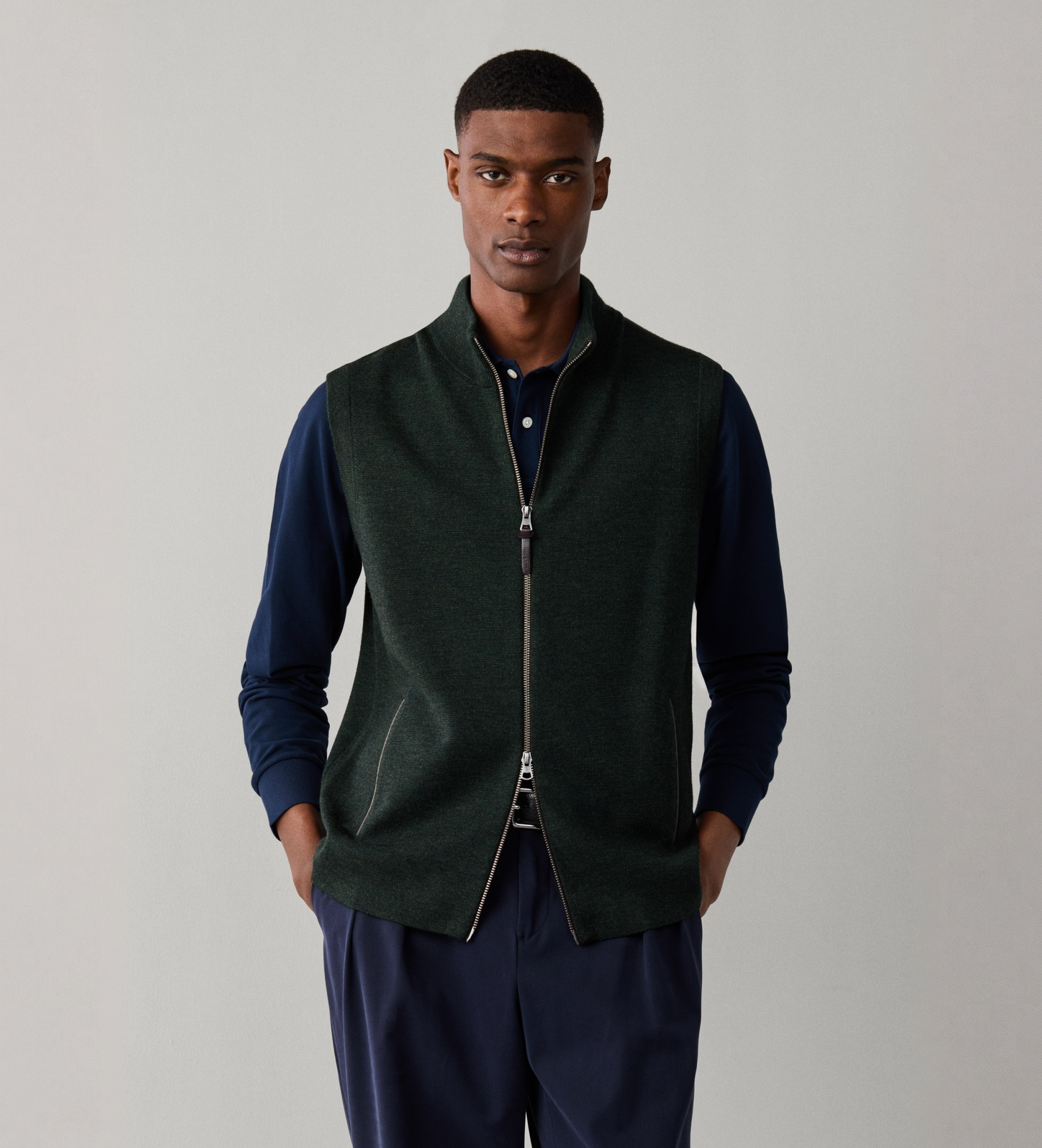 Hackett Londonvoor mannen. HM7000280 Gebreid vest Milano groen (L), Casual, Wol