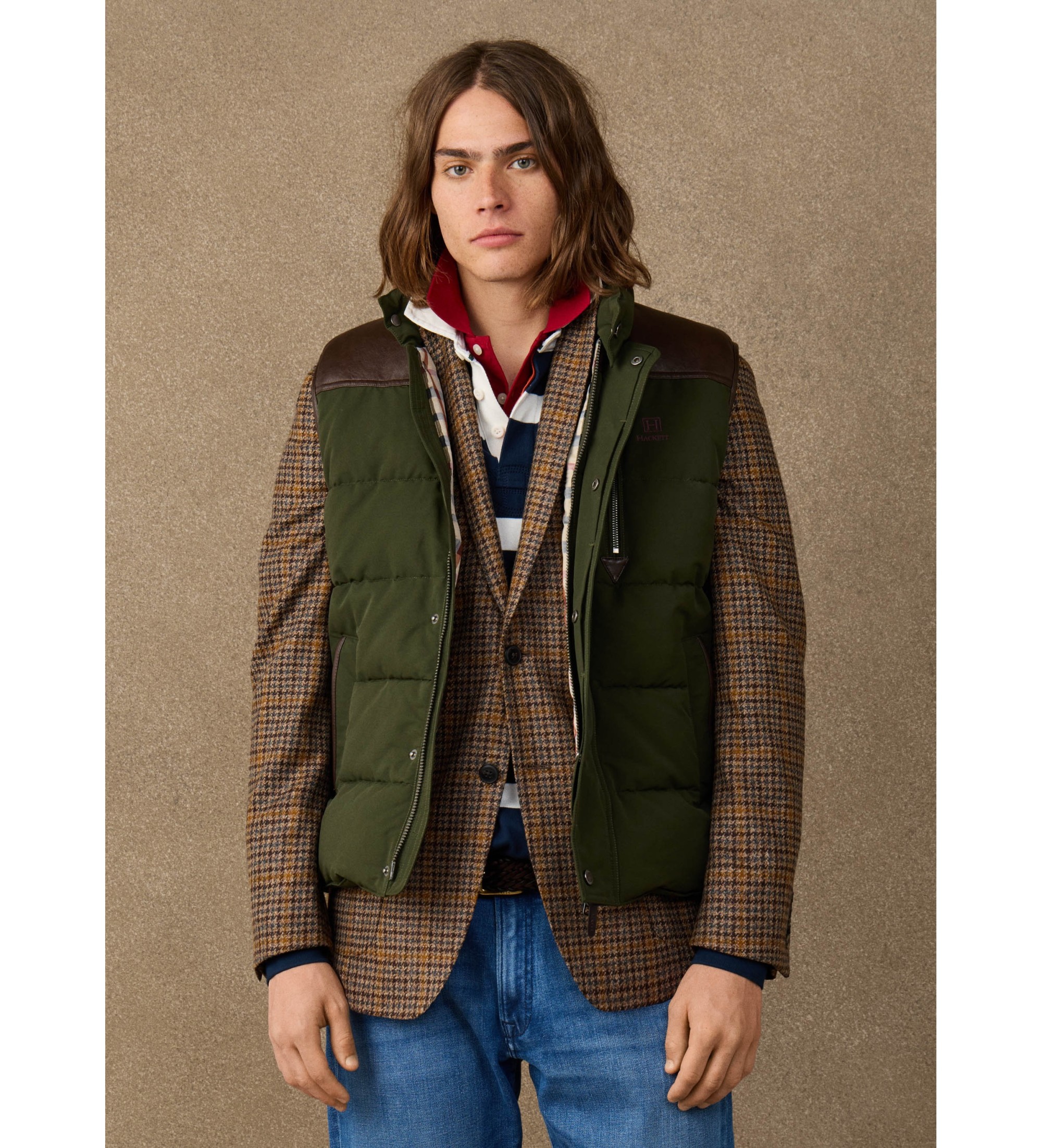 Hackett London für Herren. HM4000236 Grüne Country-Weste (M), Lässig, Baumwolle