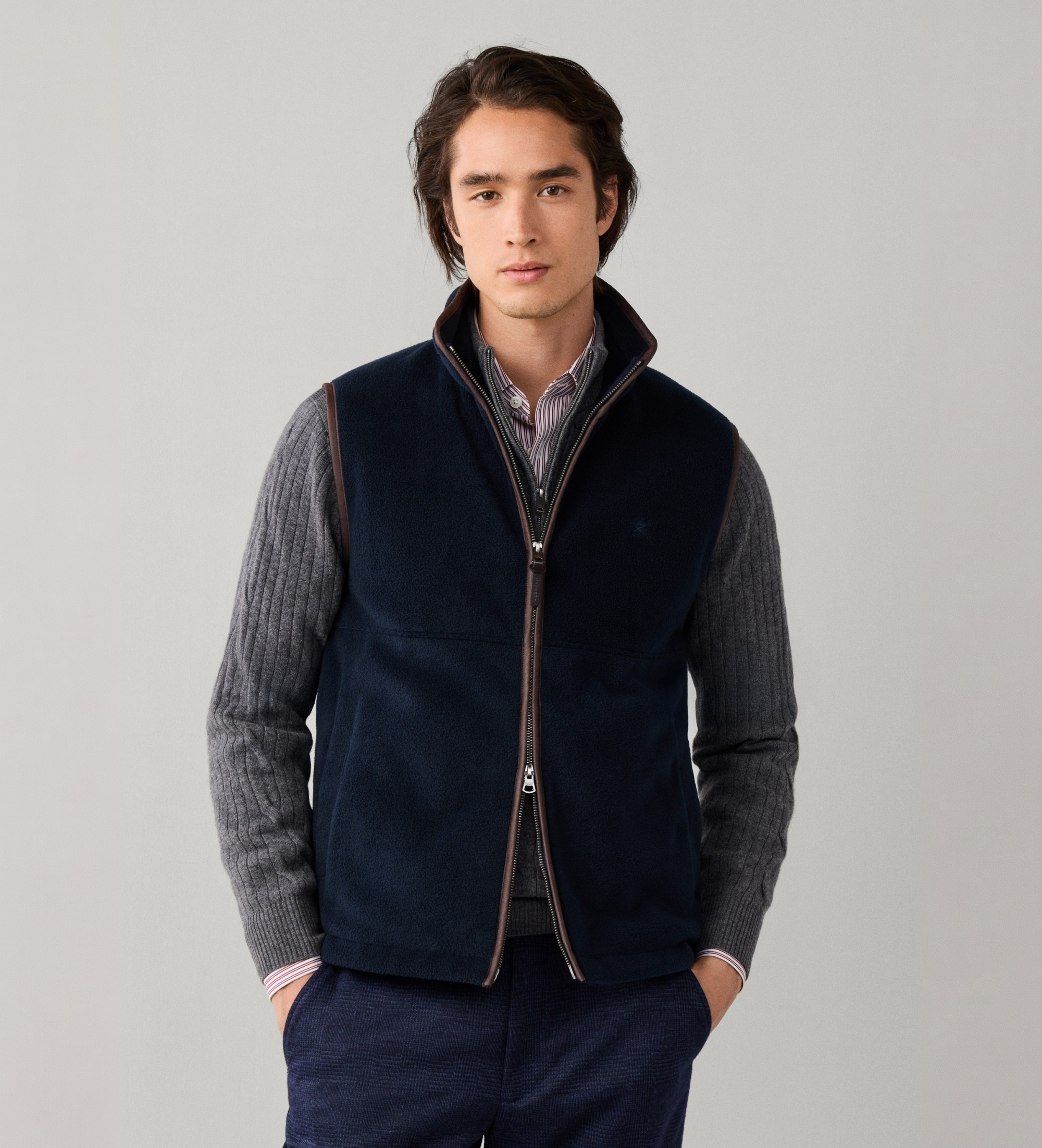 Hackett Londonvoor mannen. HM5800143 Marineblauw Polar Fleece vest (XL), Casual, Polyester