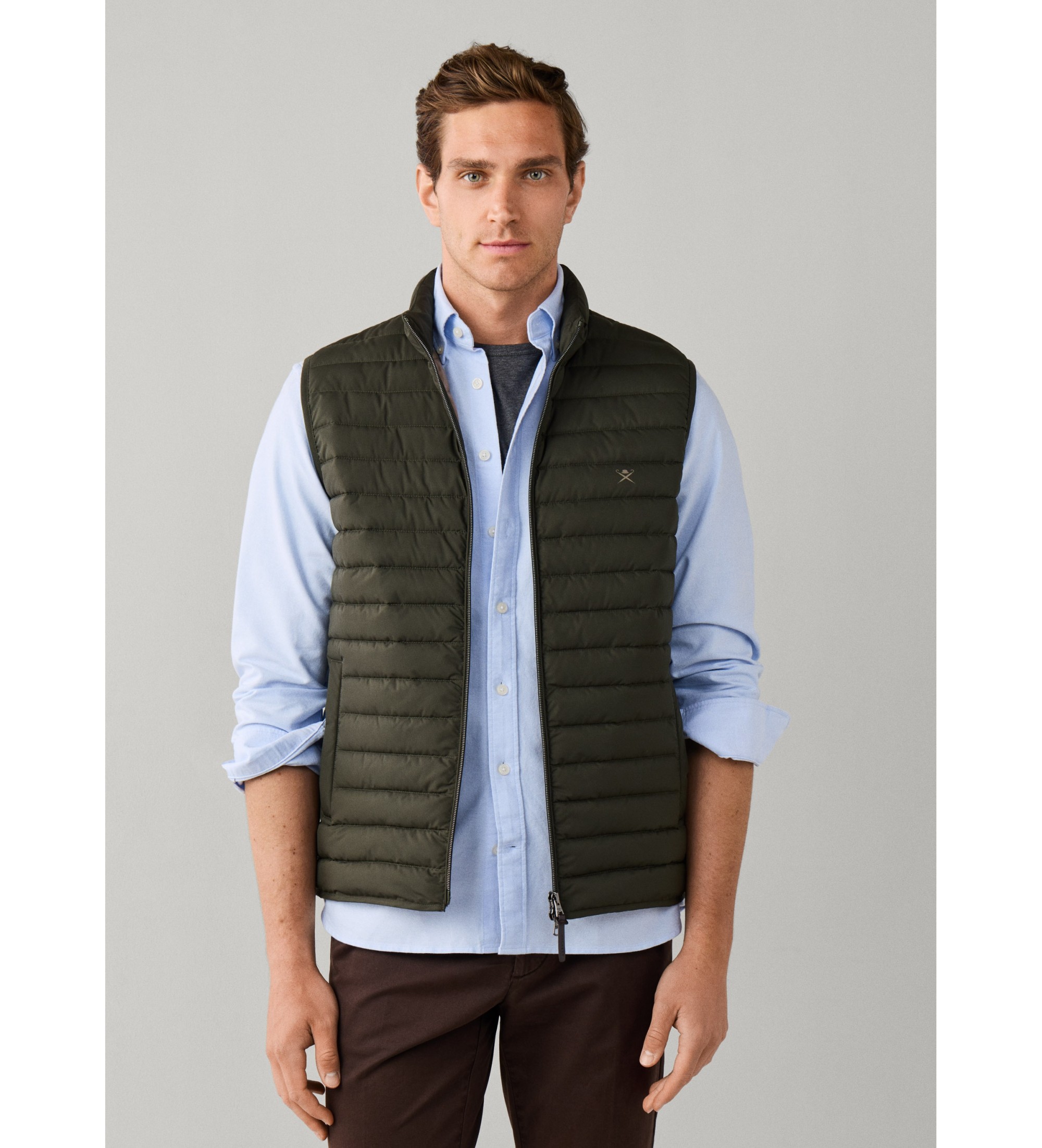 Hackett London für Herren. HM4000197 Dunkelgrüne Ultra-Weste (M), Lässig, Polyester