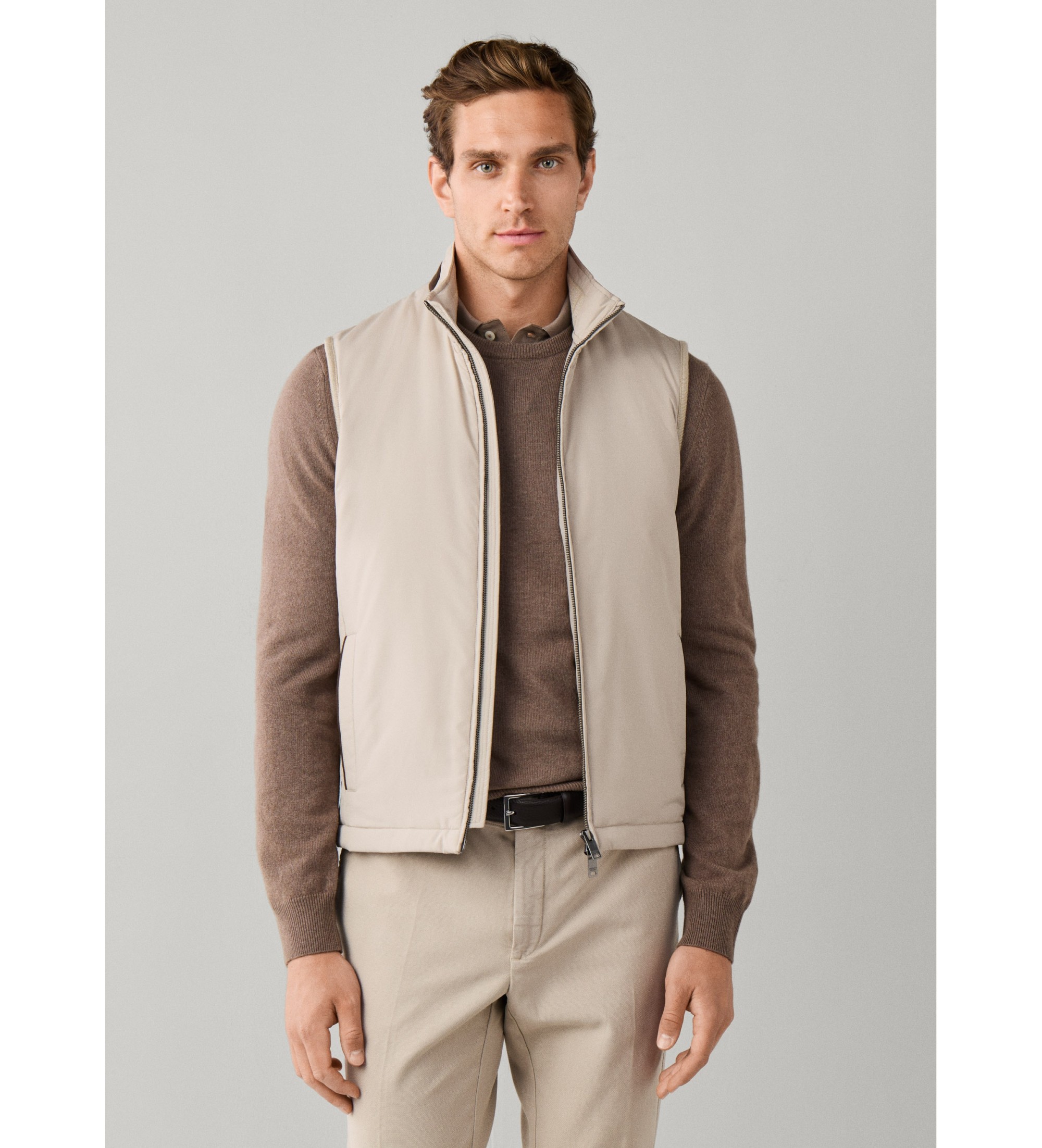 Hackett London für Herren. HM4000241 Windsor beige vest (S), Lässig, Polyester