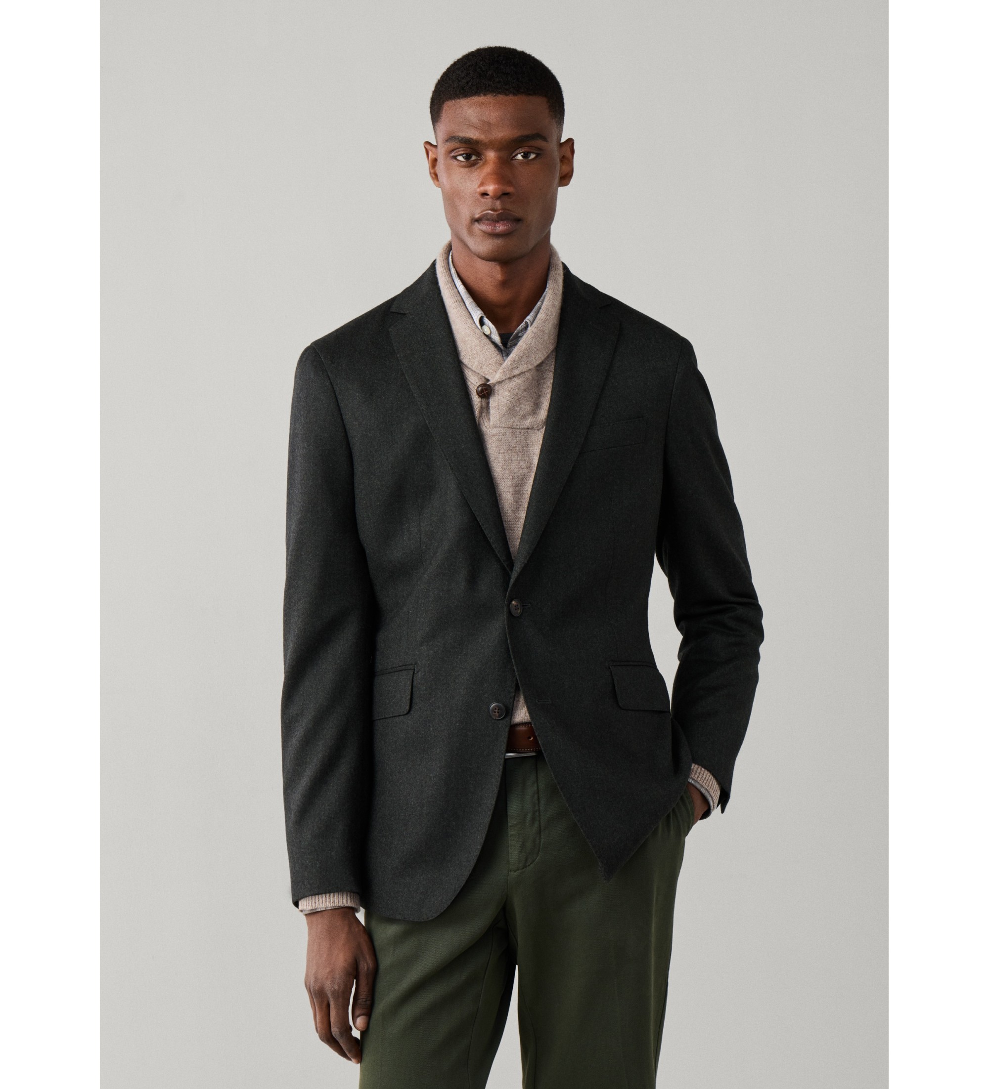 Hackett London für Herren. HM4400223 Grüne Performance-Flanelljacke (dunkel) (36/32), Lässig, Wolle, Klassisch