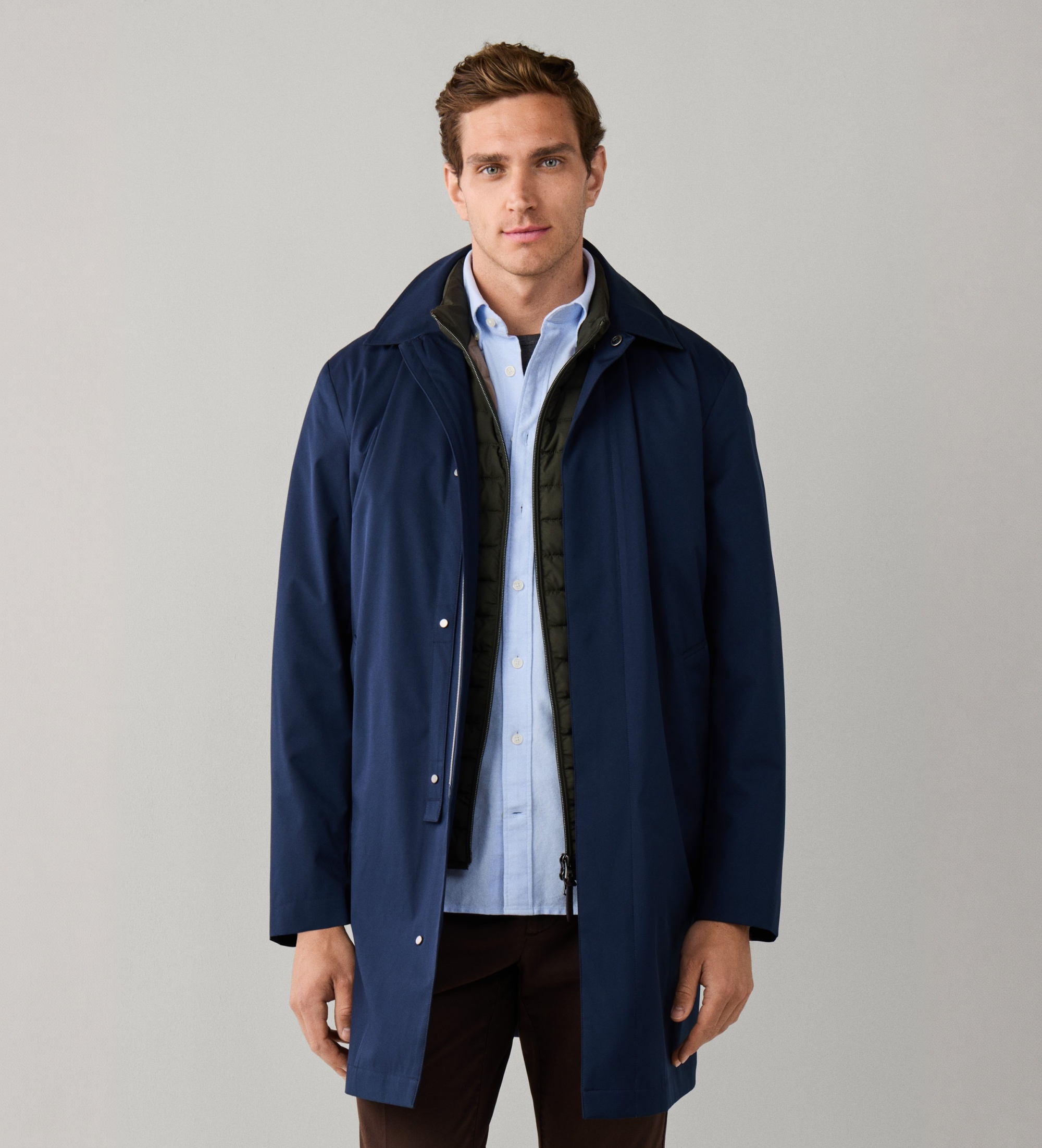 Hackett Londonvoor mannen. HM4000243 Sloane Mac jas marineblauw (M), Casual, Klassiek, Polyester