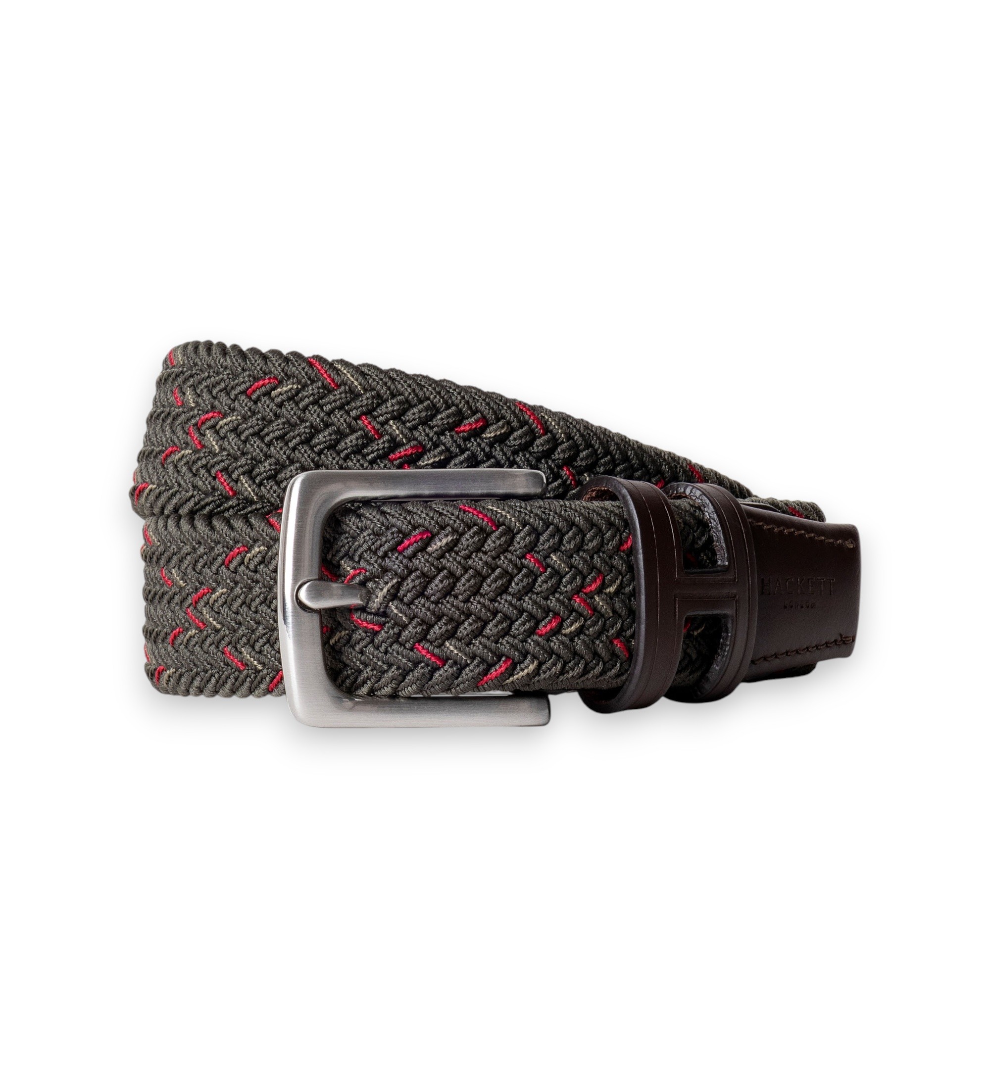 Hackett London für Jungen. HK0000010 Gürtel X Weave, grün (M), Lässig, Polyester, Kinderbekleidung