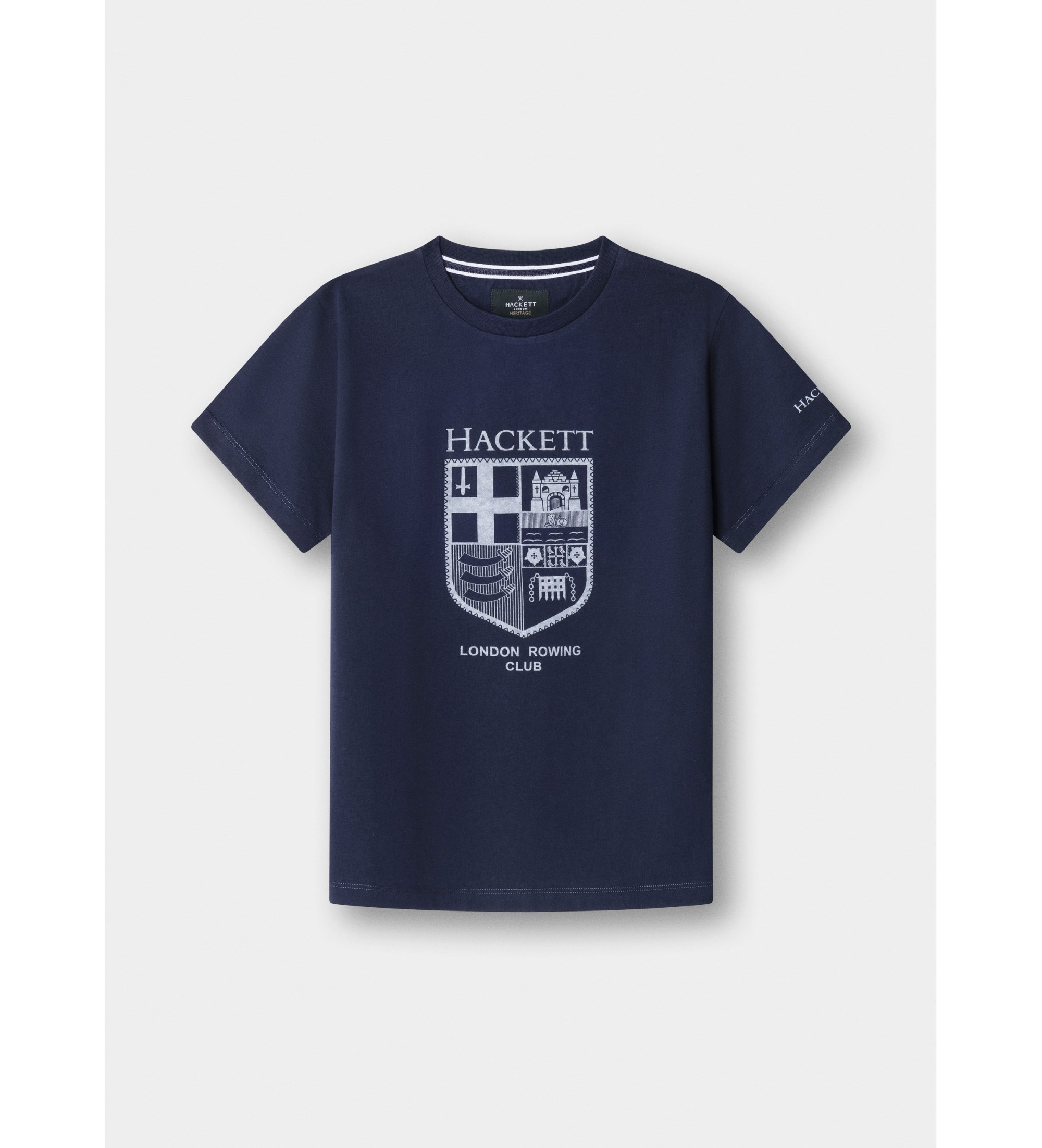 Hackett London für Jungen. HK5000039 Heritage LRC Logo-T-Shirt blau (K03), Weiß, Lässig, Baumwolle, Kurzarm, Kinderbekleidung