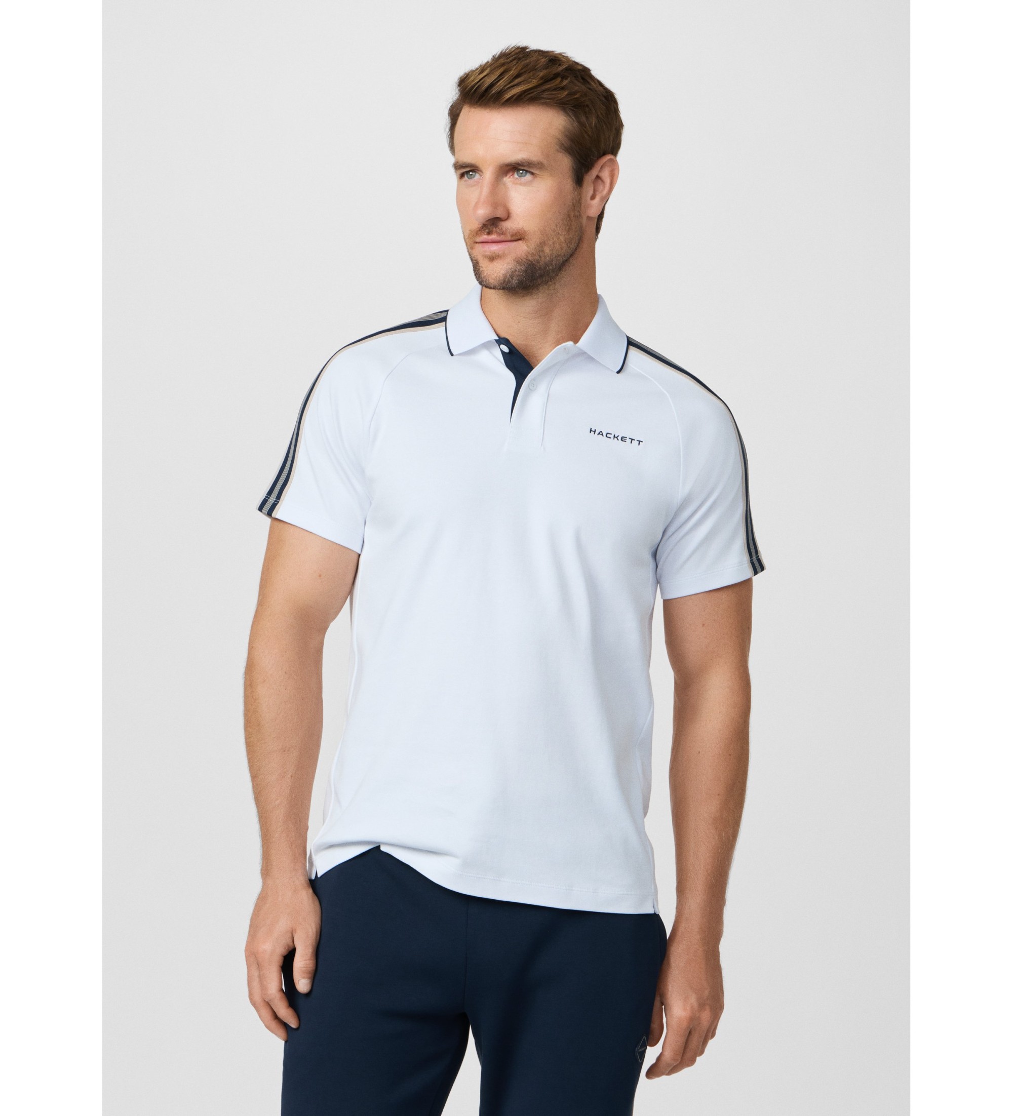 Hackett Londonvoor mannen. HM5600121 Klassiek poloshirt wit (L), Casual, Katoen, Korte mouwen