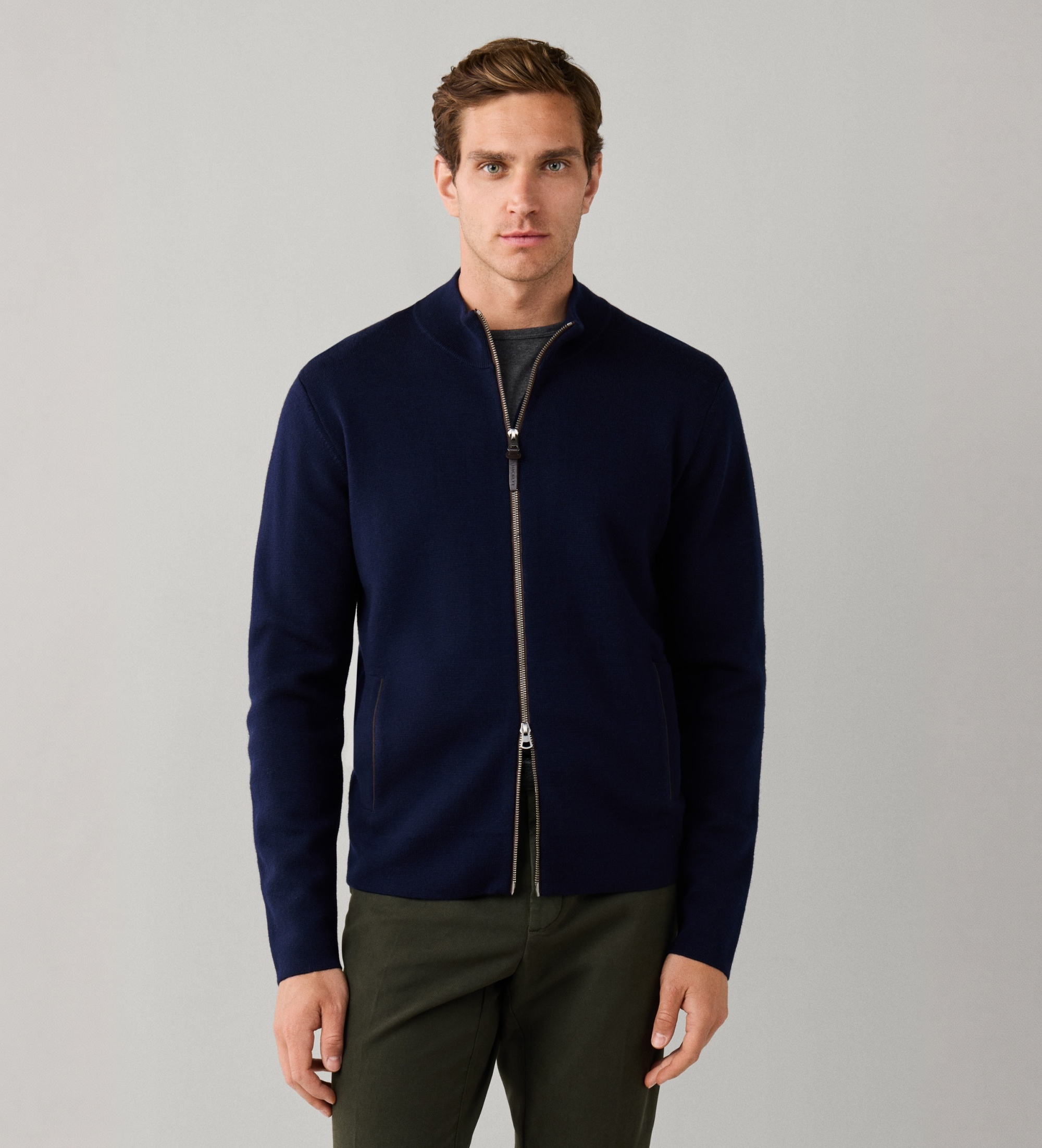 Hackett Londonvoor mannen. HM7000285 Trui met rits Milano Fzip marineblauw (XL), Casual, Wol, Klassiek, Lange mouwen