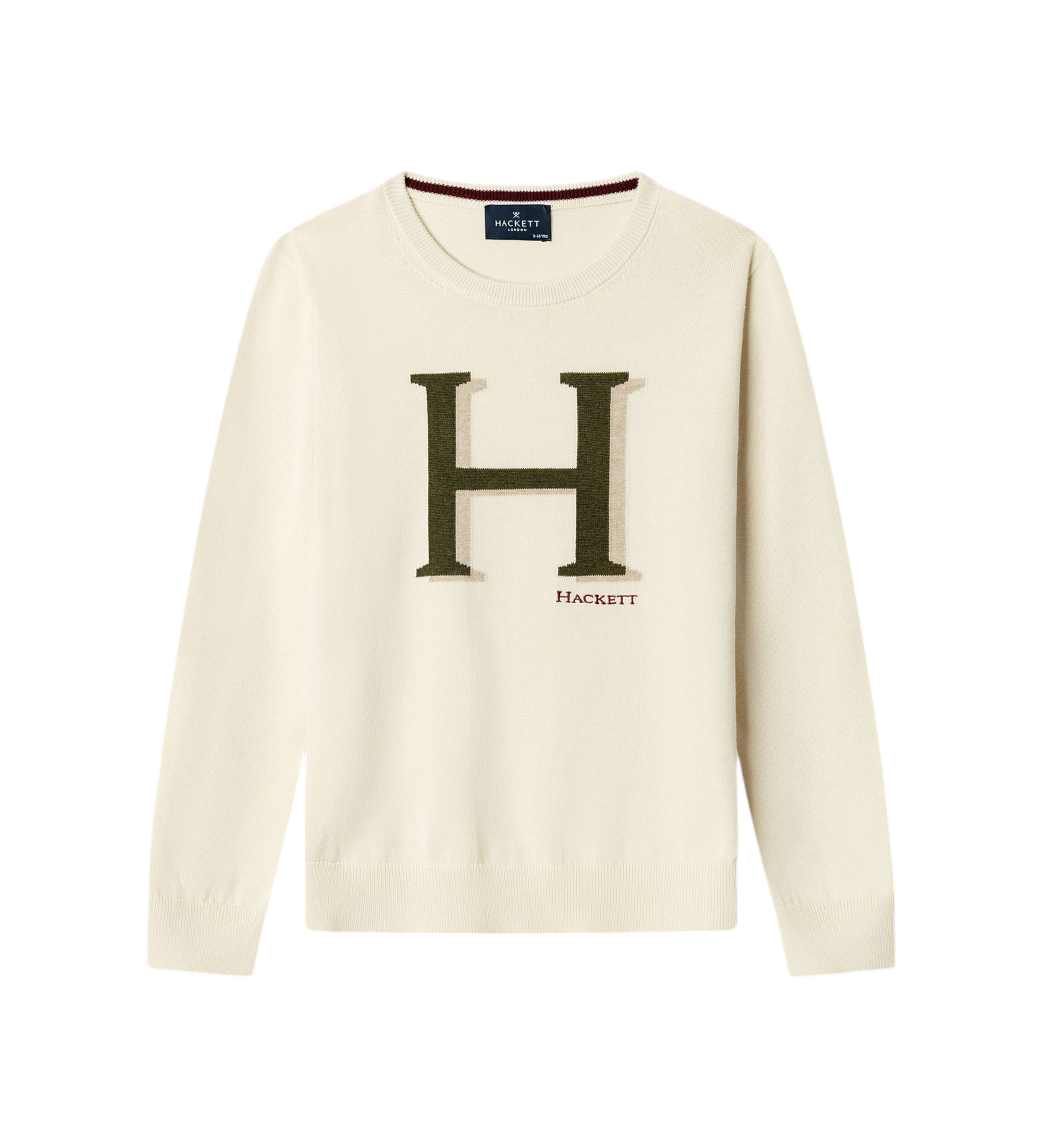 Hackett Londonvoor jongens. HK7000020 Crew trui gebroken wit (7Años= 122cm), Casual, Katoen, kinderkleding