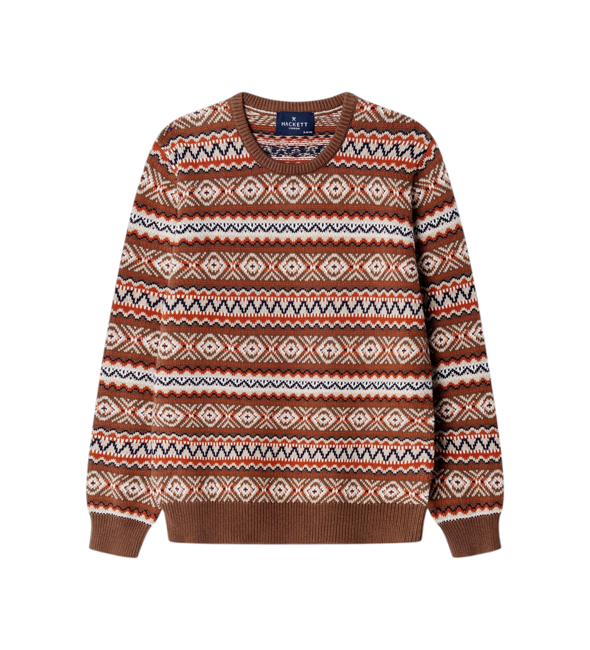 Hackett Londonvoor jongens. HK7000022 Jersey Fairisle Crew Neck bruin (5Años= 109cm), Casual, Katoen, kinderkleding