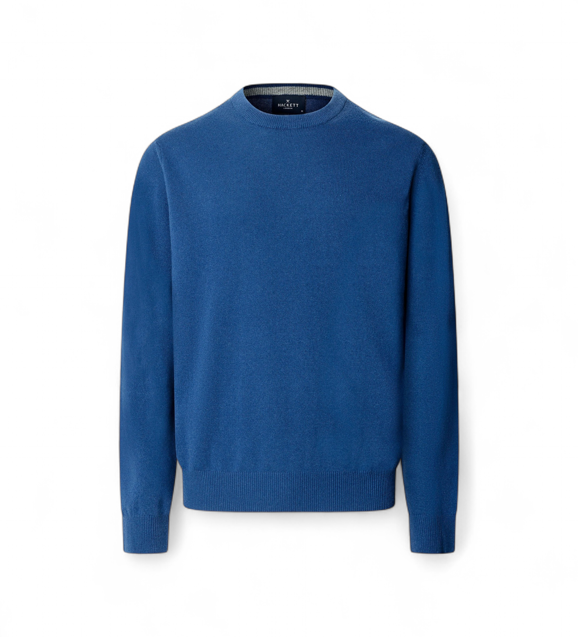 Hackett London für Herren. HM7000242 Blauer Pullover aus Merino-Cash-Mix mit Rundhalsausschnitt (M), Lässig, Wolle, Langarm