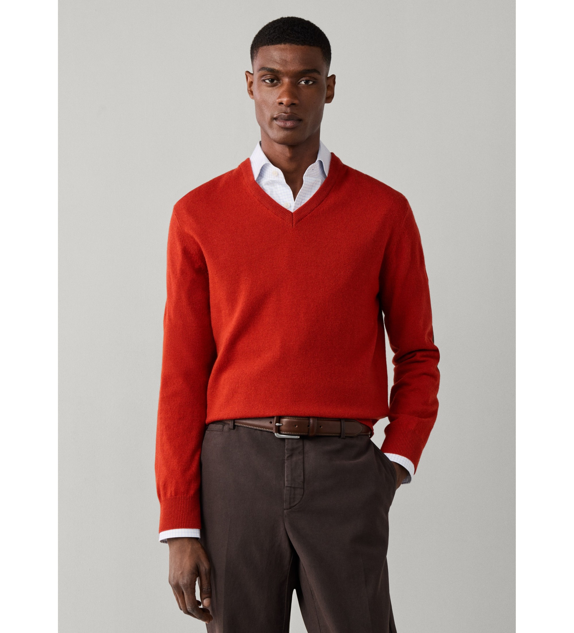 Hackett London für Herren. HM7000245 Pullover aus Merino-Cash-Mix in Orange (L), Lässig, Wolle, Klassisch, Langarm