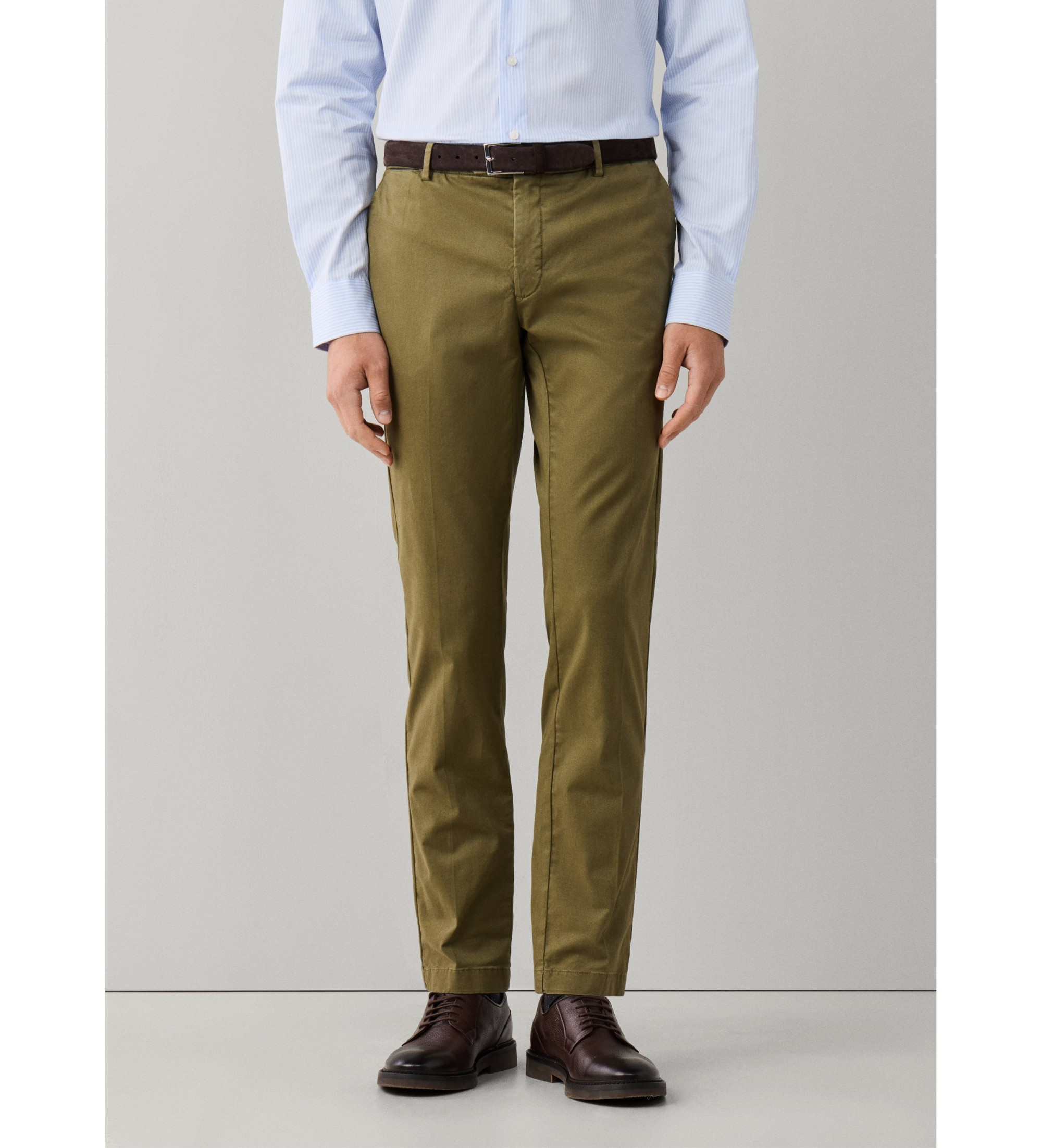 Hackett London für Herren. HM2100116 Olivgrüne Kensington-Chino-Hose (32/32), Lässig, Baumwolle